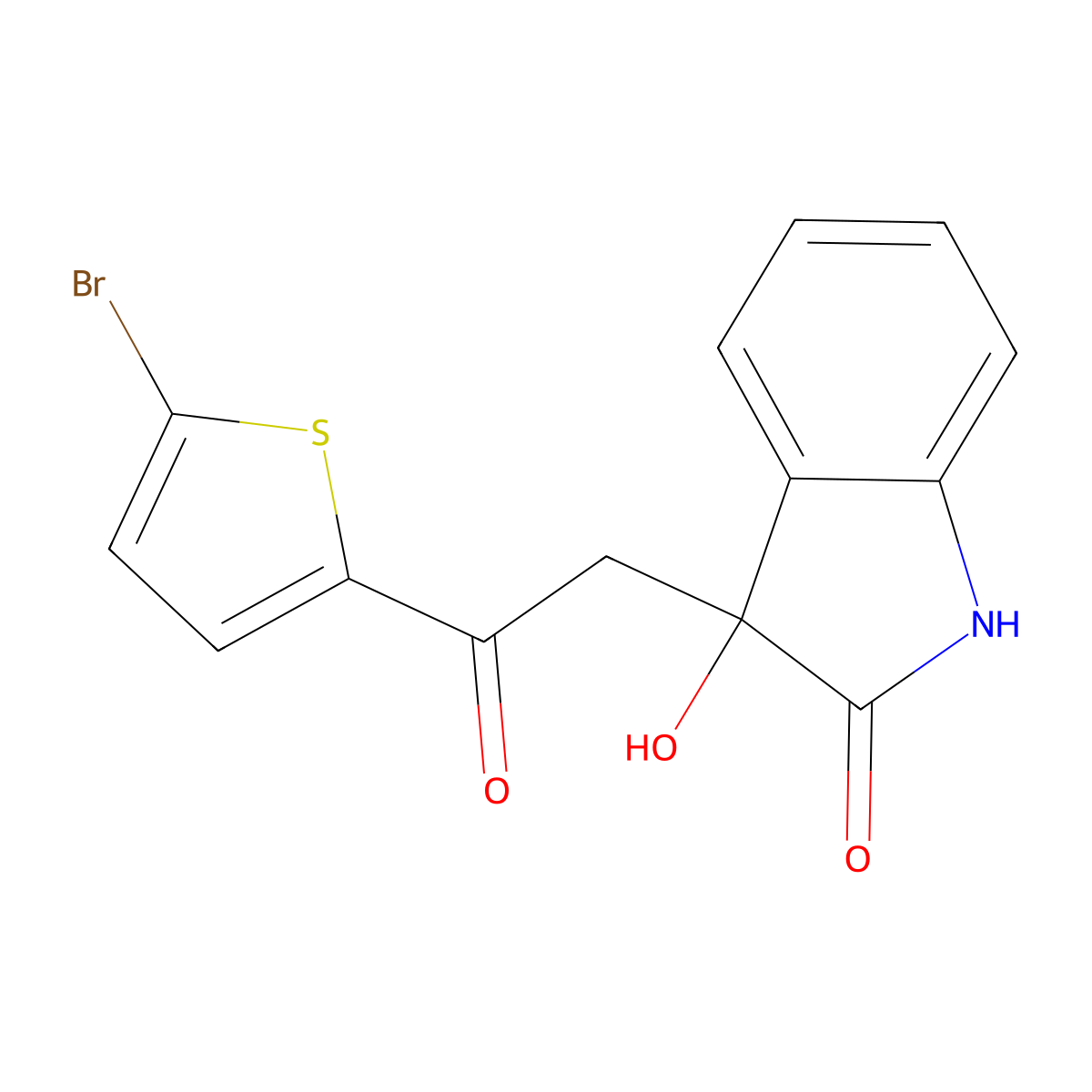 3-[2-(5-bromothiophen-2-yl)-2-oxoethyl]-3-hydroxy-1,3-dihydro-2H-indol-2-one molecular structure, CAS 83393-73-1