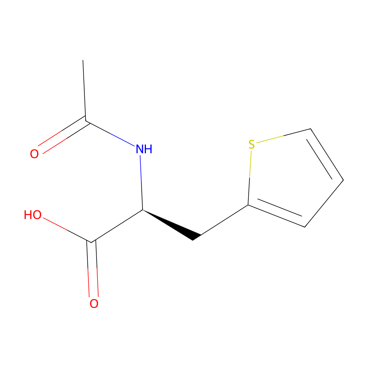 (2S)-2-acetamido-3-thiophen-2-ylpropanoic acid molecular structure, CAS 83396-76-3