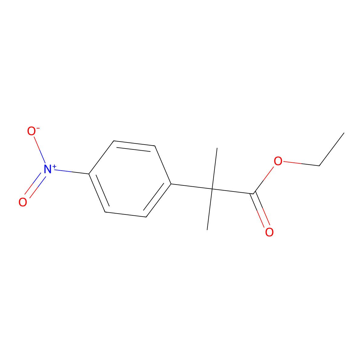 Ethyl 2-methyl-2-(4-nitrophenyl)propanoate molecular structure, CAS 83397-45-9