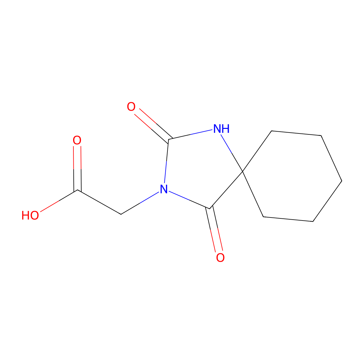 2-(2,4-Dioxo-1,3-diazaspiro(4.5)decan-3-yl)acetic acid molecular structure, CAS 834-45-7