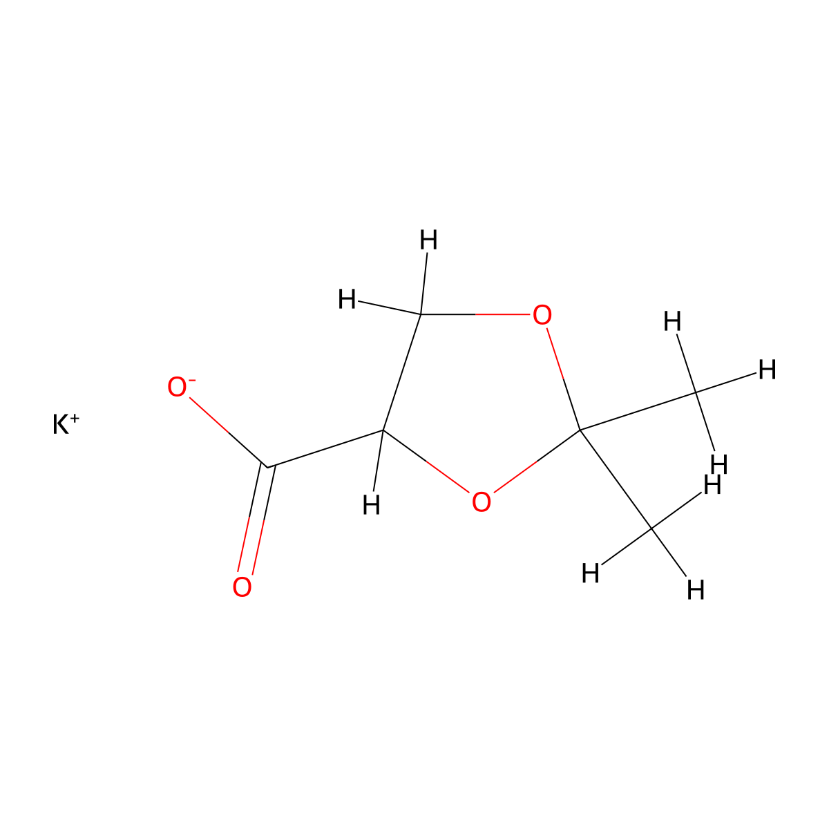 potassium 2,2-dimethyl-1,3-dioxolane-4-carboxylate molecular structure, CAS 83400-91-3