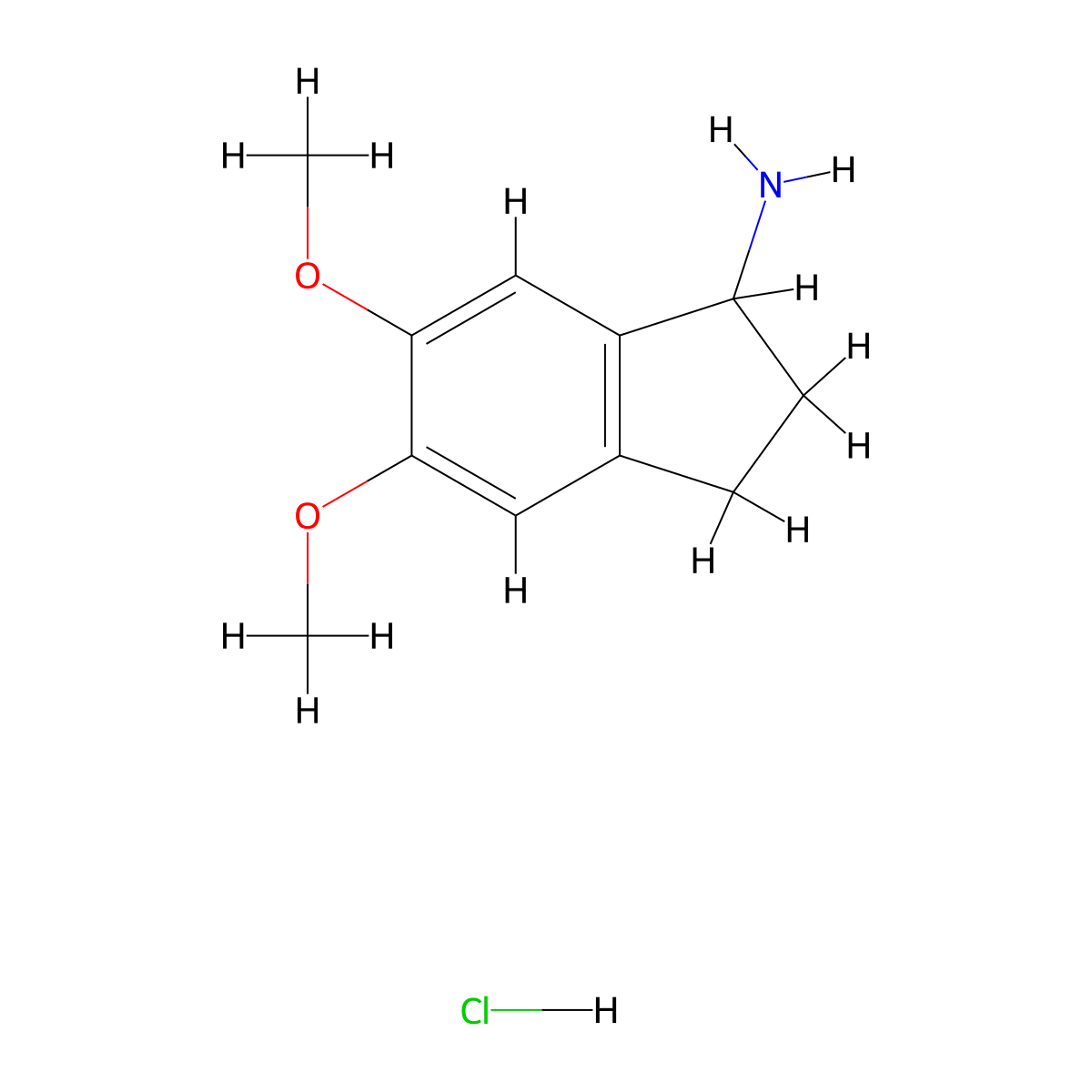 5,6-Dimethoxy-2,3-dihydro-1H-inden-1-amine--hydrogen chloride (1/1) molecular structure, CAS 83402-82-8