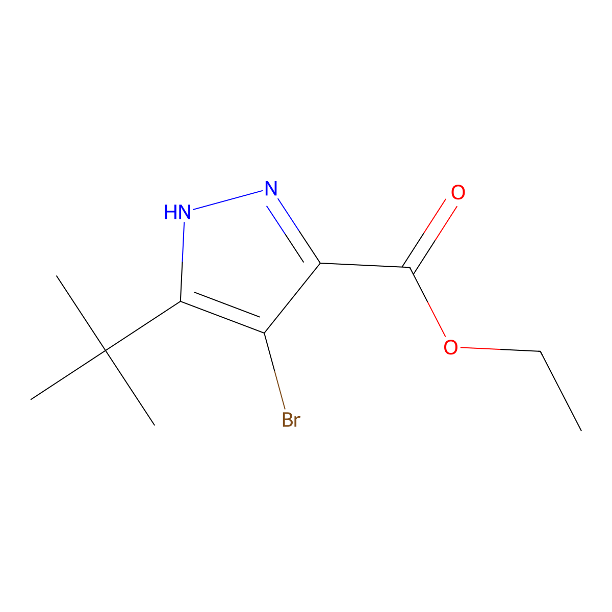 ethyl 4-bromo-5-tert-butyl-1H-pyrazole-3-carboxylate molecular structure, CAS 83405-75-8