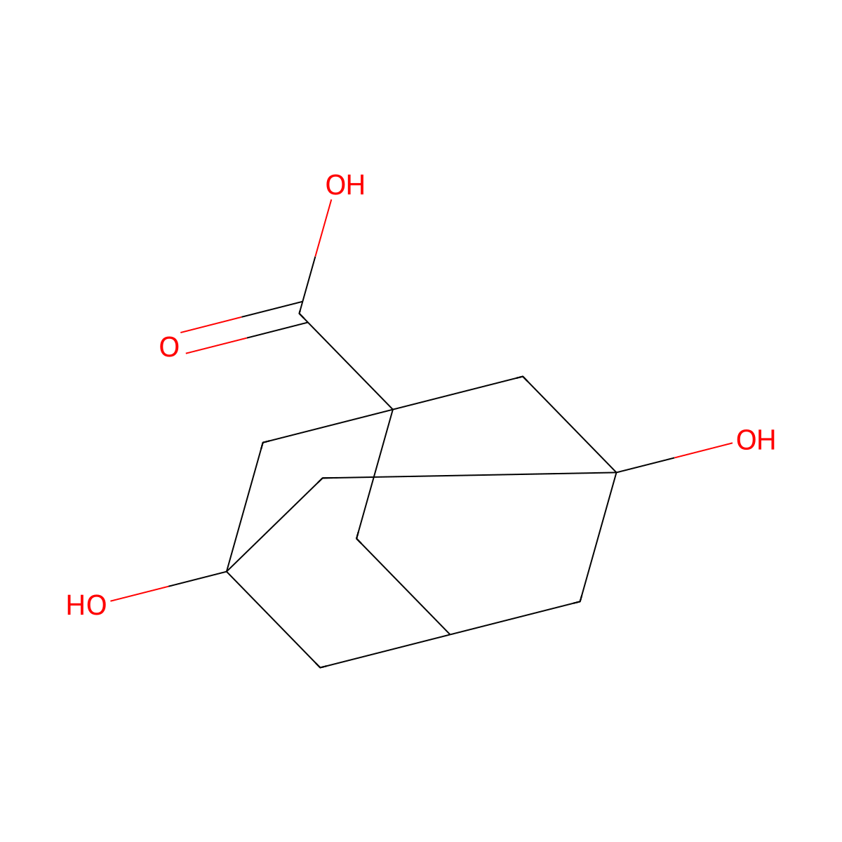 3,5-Dihydroxyadamantane-1-carboxylic acid molecular structure, CAS 83406-09-1