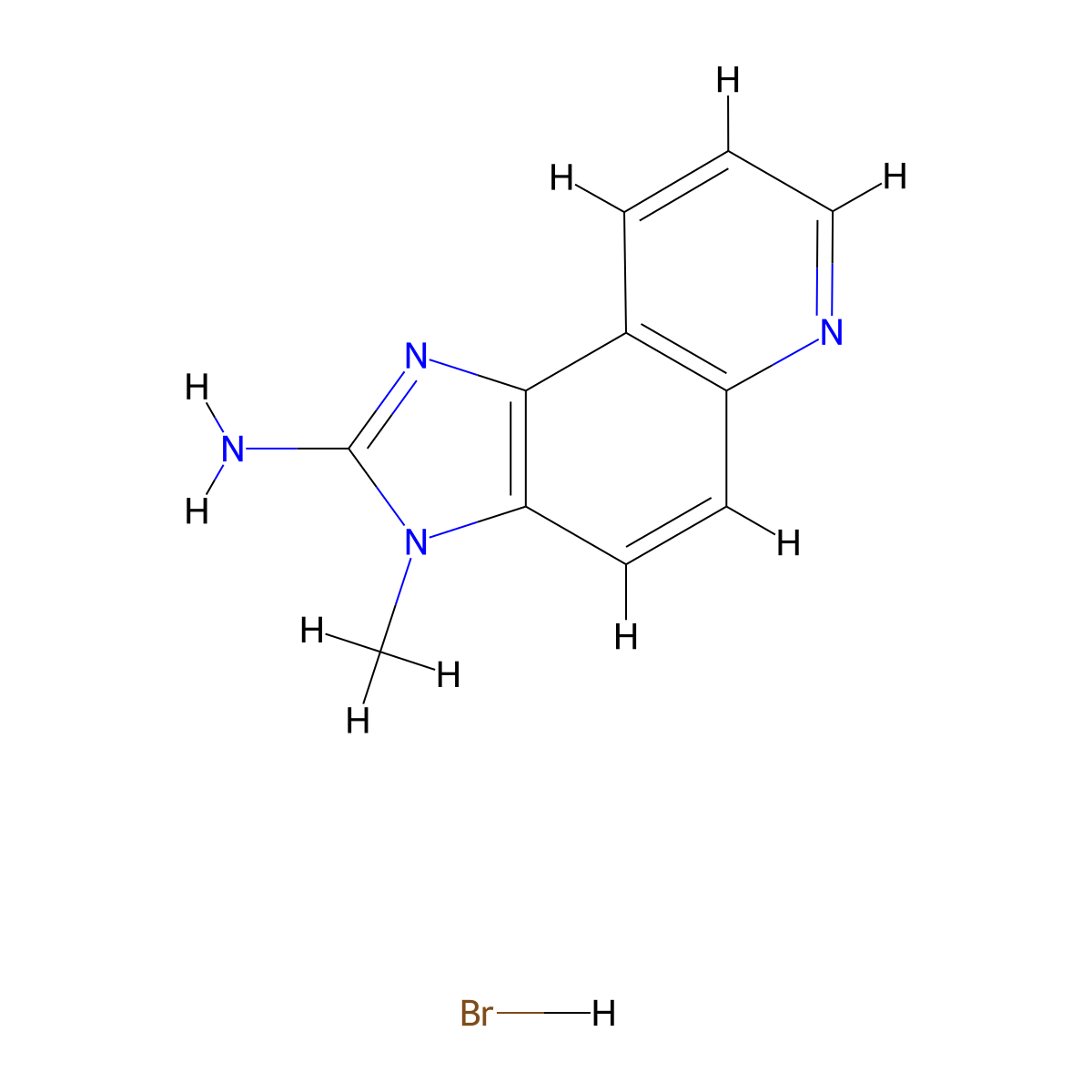 3H-Imidazo(4,5-f)quinolin-2-amine, 3-methyl-, hydrobromide molecular structure, CAS 83407-39-0