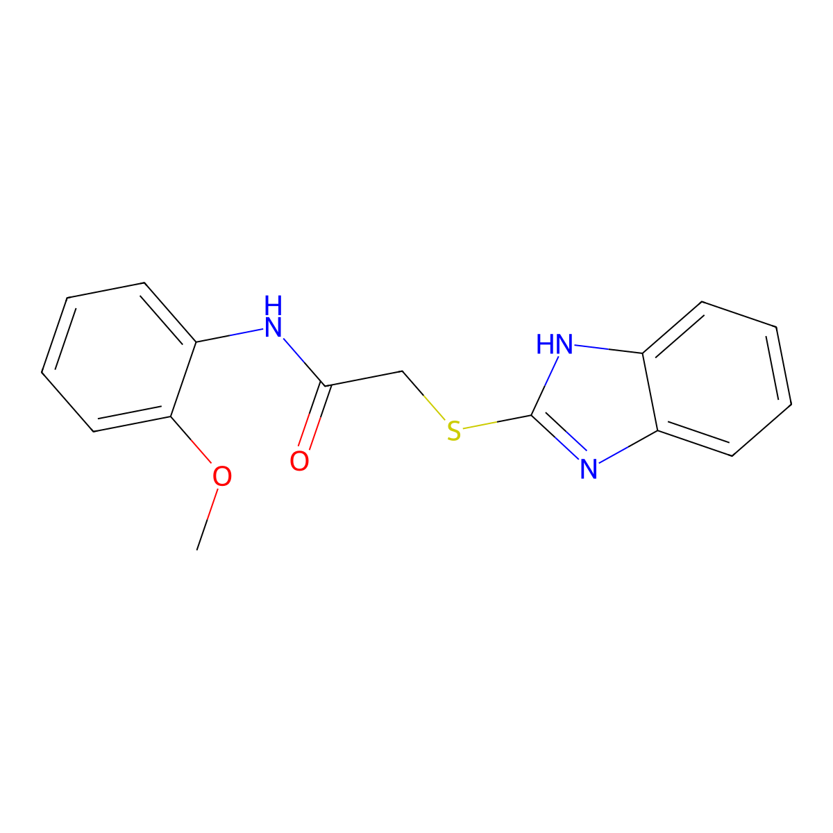 Acetamide, 2-(1H-benzimidazol-2-ylthio)-N-(2-methoxyphenyl)- molecular structure, CAS 83408-88-2