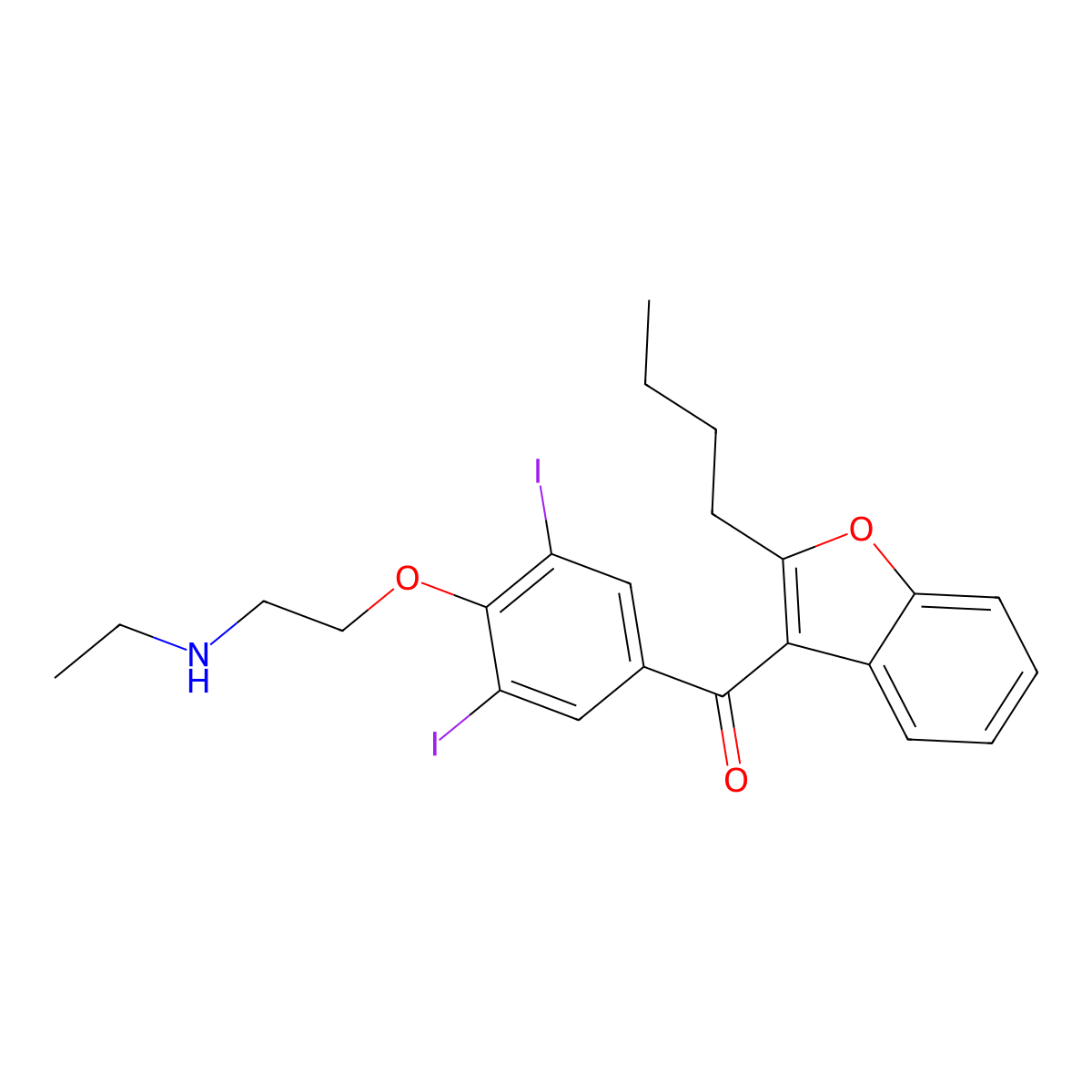 Desethylamiodarone molecular structure, CAS 83409-32-9