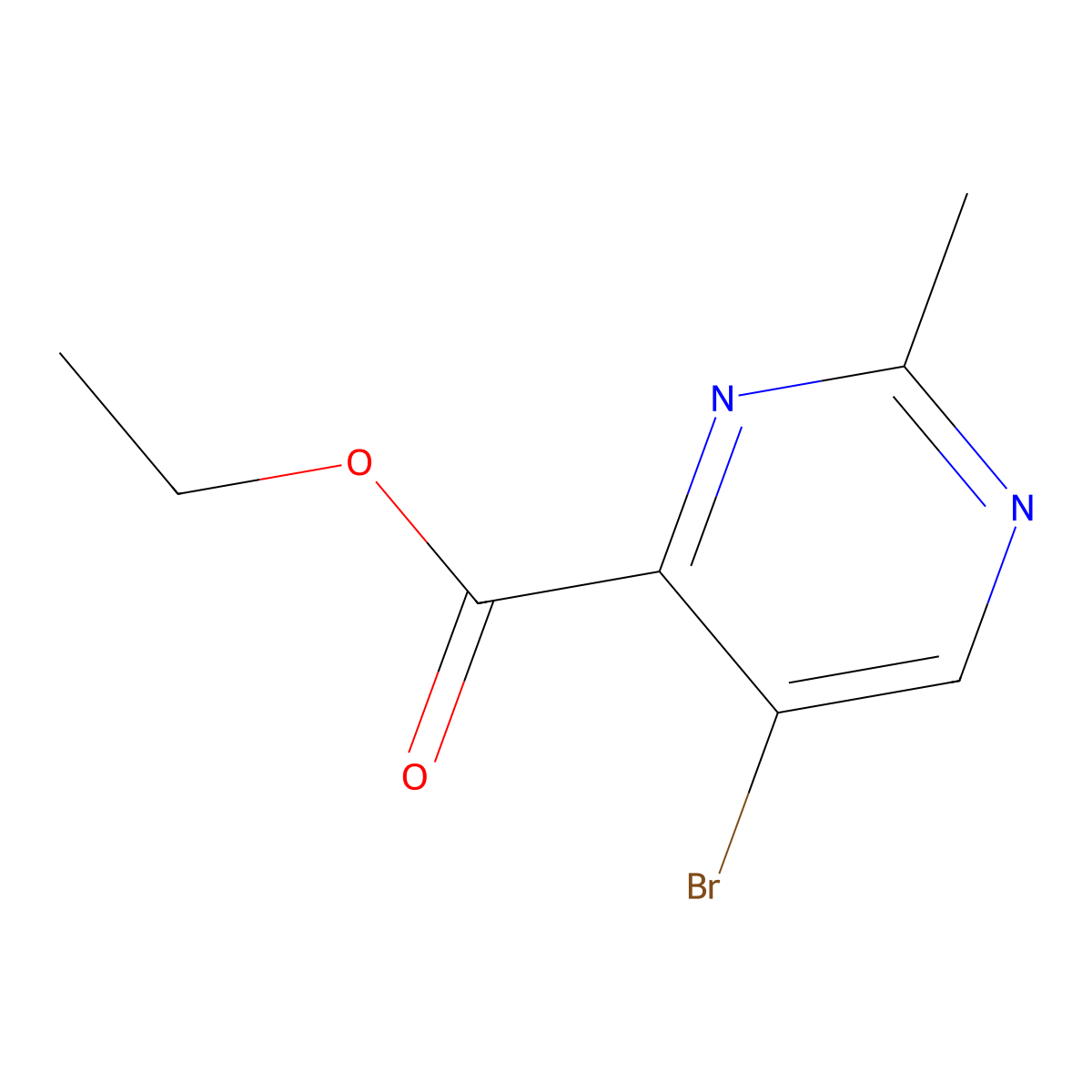 Ethyl 5-bromo-2-methylpyrimidine-4-carboxylate molecular structure, CAS 83410-38-2