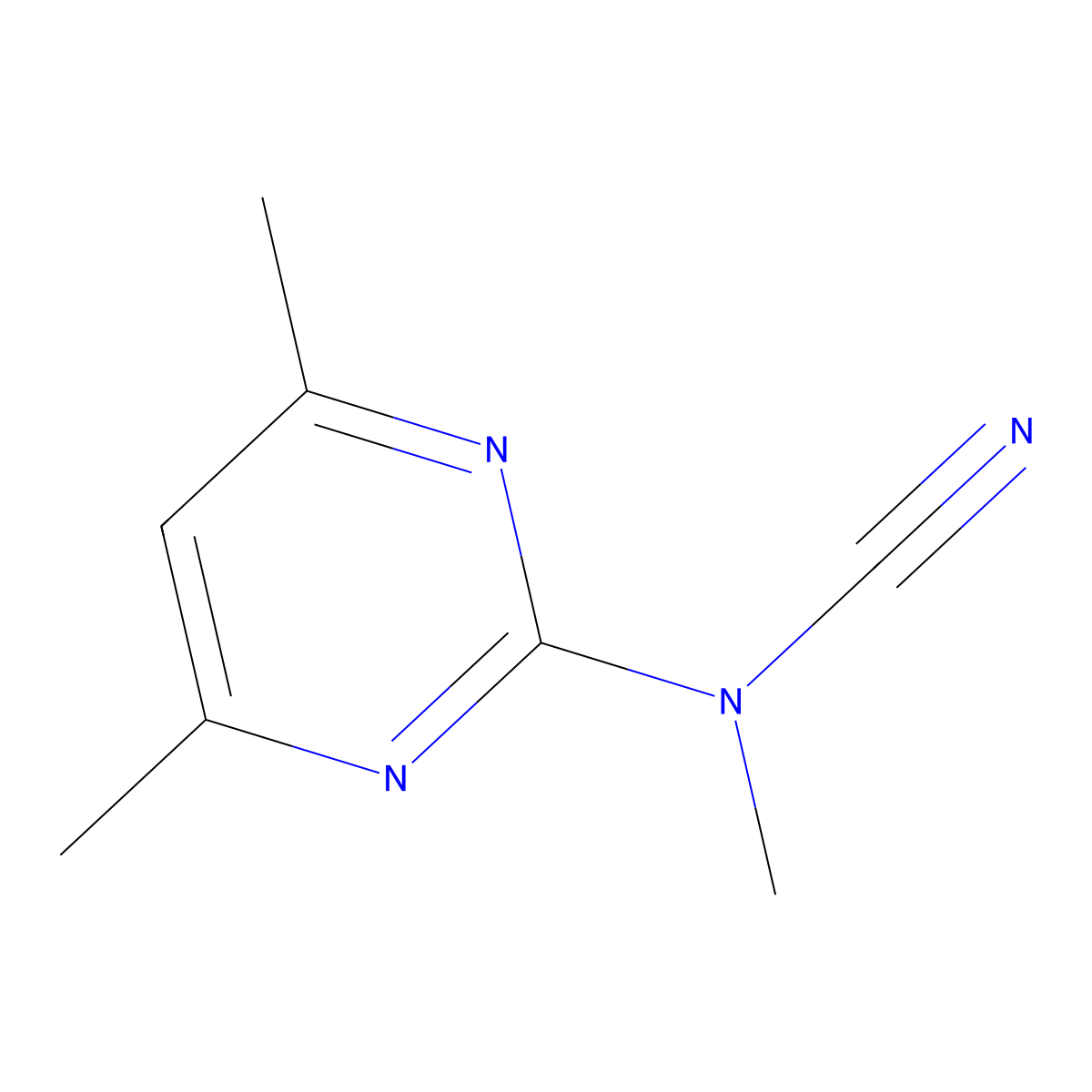 (4,6-Dimethylpyrimidin-2-yl)-methylcyanamide molecular structure, CAS 83412-78-6