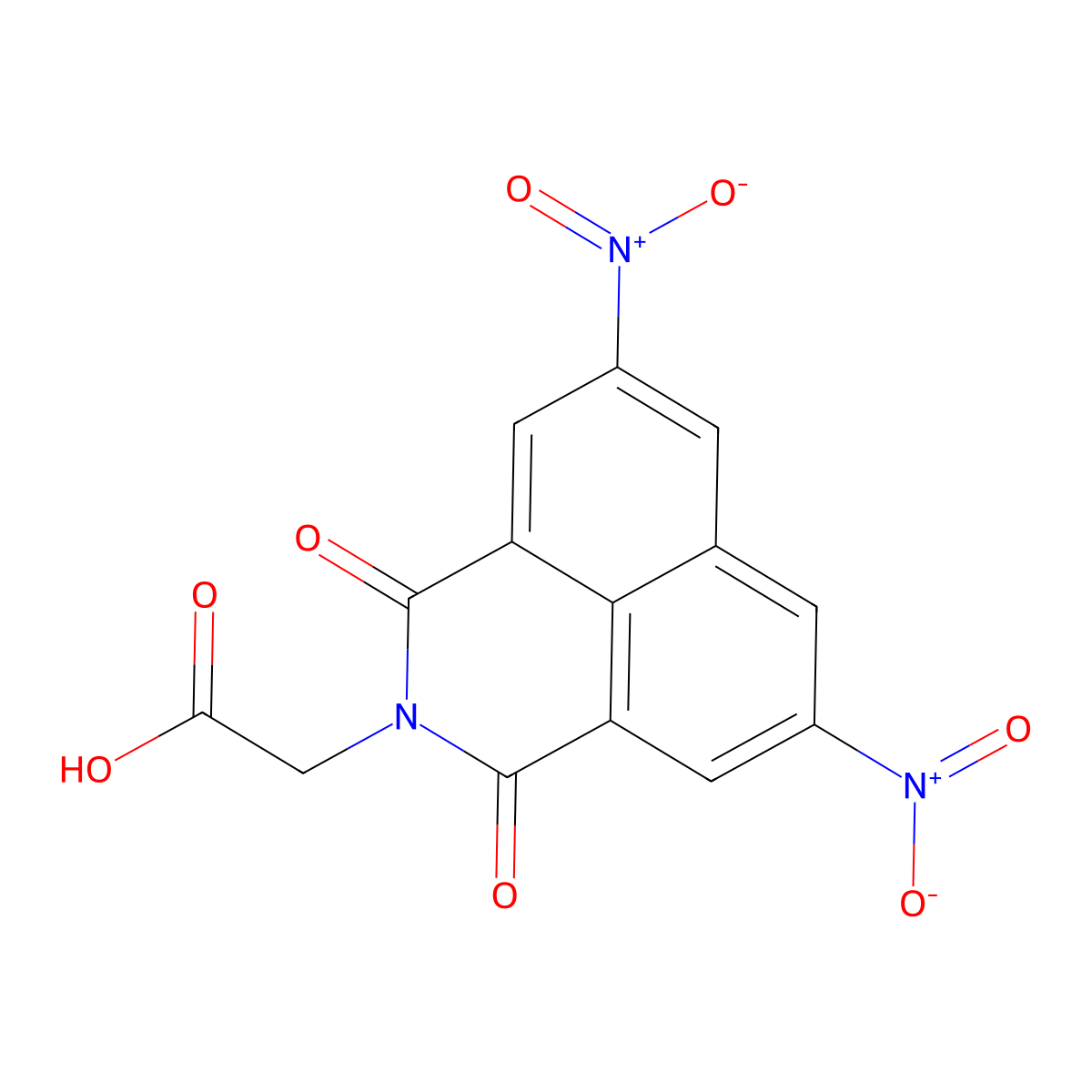 (5,8-dinitro-1,3-dioxo-1H-benzo[de]isoquinolin-2(3H)-yl)acetic acid molecular structure, CAS 83427-84-3