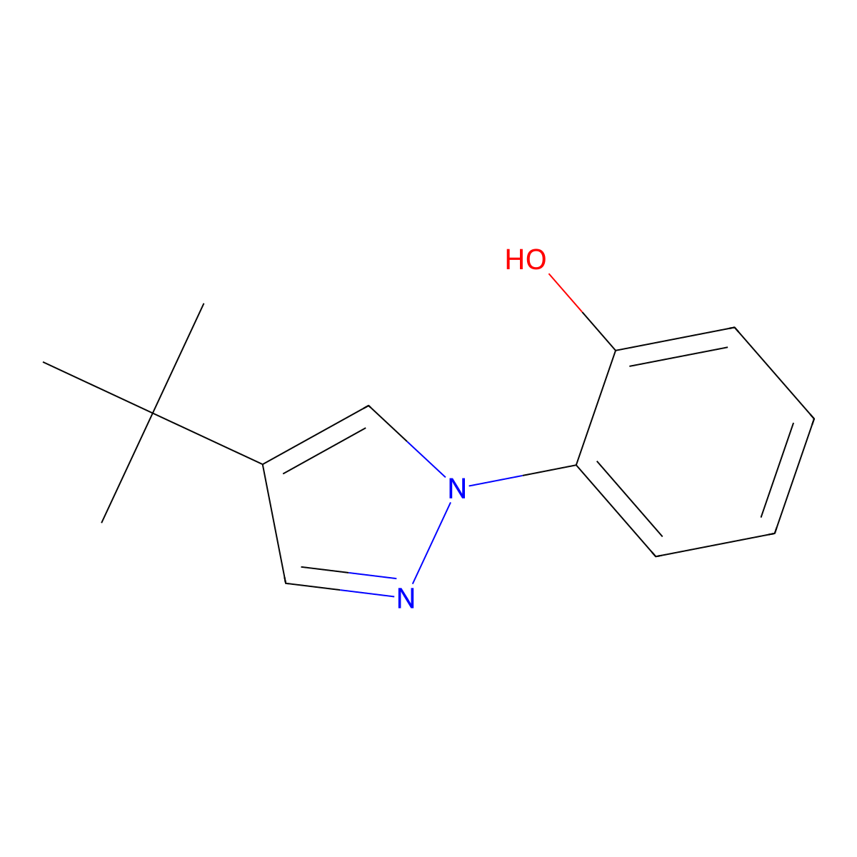 2-(4-tert-butyl-1H-pyrazol-1-yl)phenol molecular structure, CAS 83431-00-9