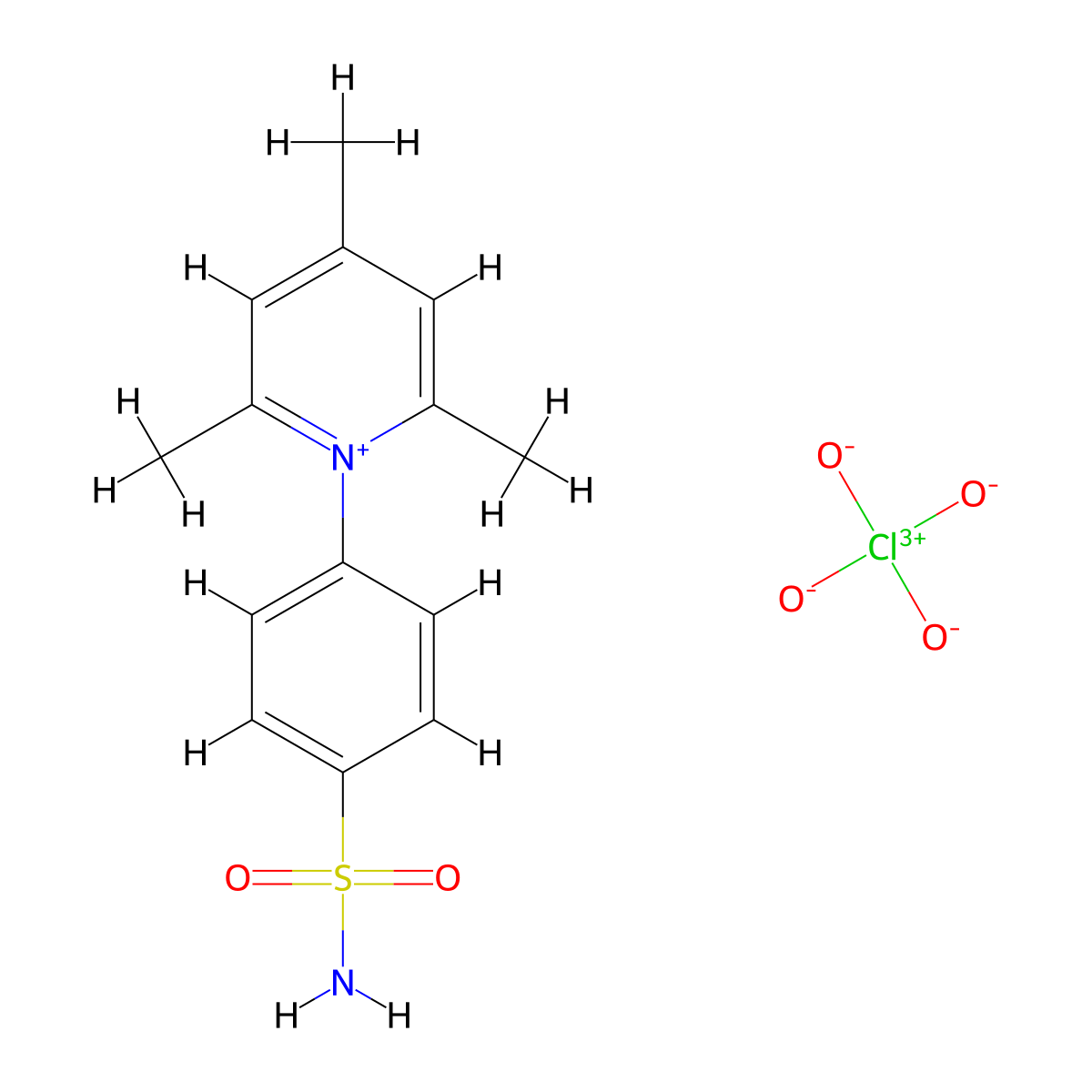 1-[4-(Aminosulfonyl)phenyl]-2,4,6-trimethyl-pyridinium perchorate molecular structure, CAS 83439-56-9