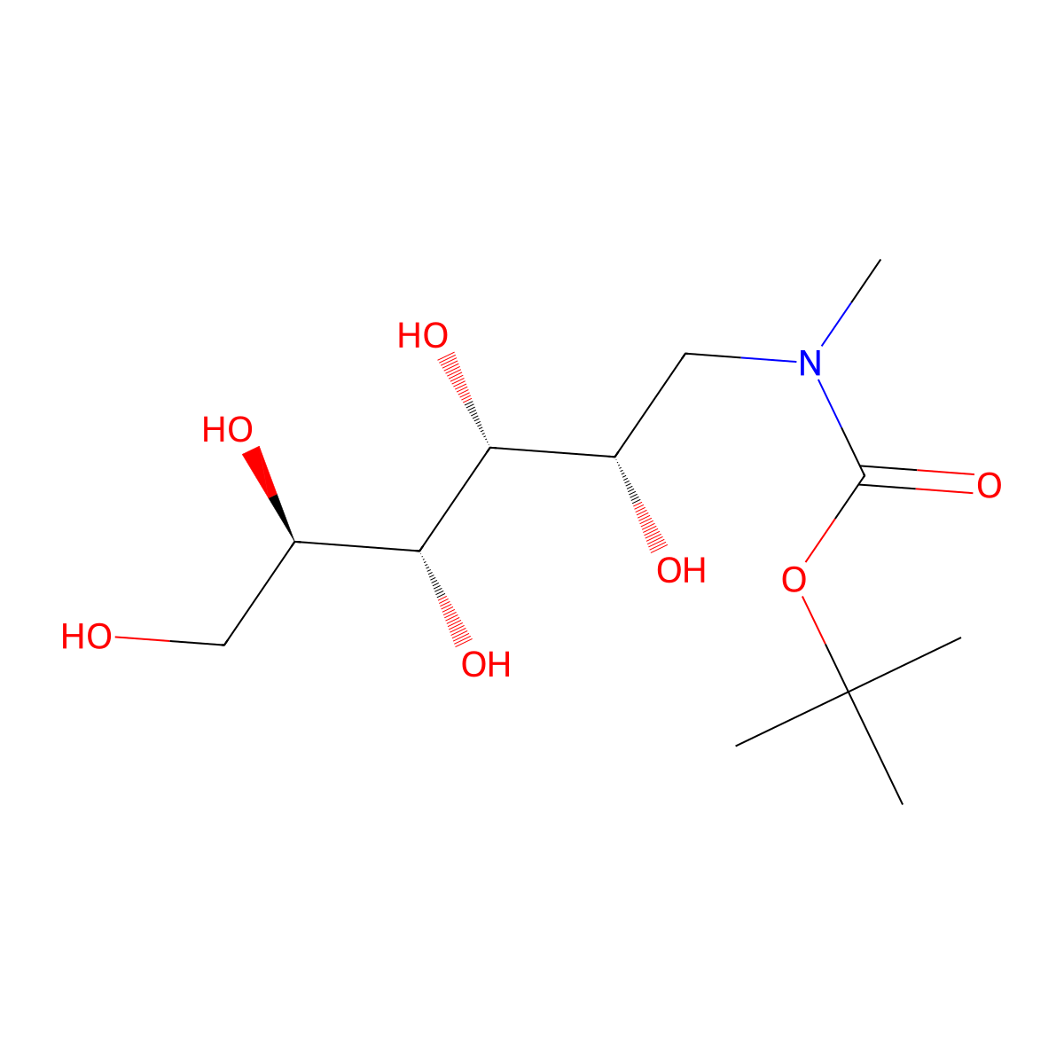 tert-butyl N-methyl-N-[(2S,3R,4R,5R)-2,3,4,5,6-pentahydroxyhexyl]carbamate molecular structure, CAS 83441-73-0