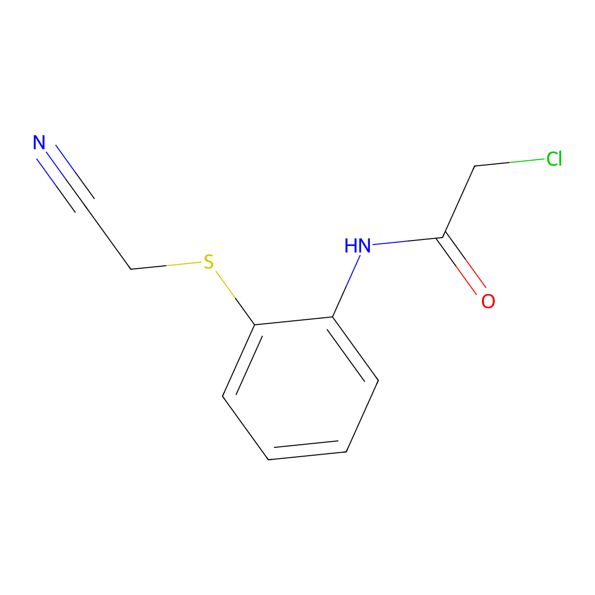 2-chloro-N-{2-[(cyanomethyl)sulfanyl]phenyl}acetamide molecular structure, CAS 83443-28-1