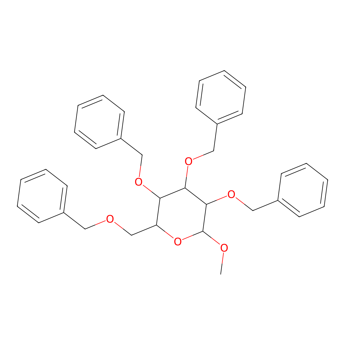 2-Methoxy-3,4,5-tris(phenylmethoxy)-6-(phenylmethoxymethyl)oxane molecular structure, CAS 83462-67-3