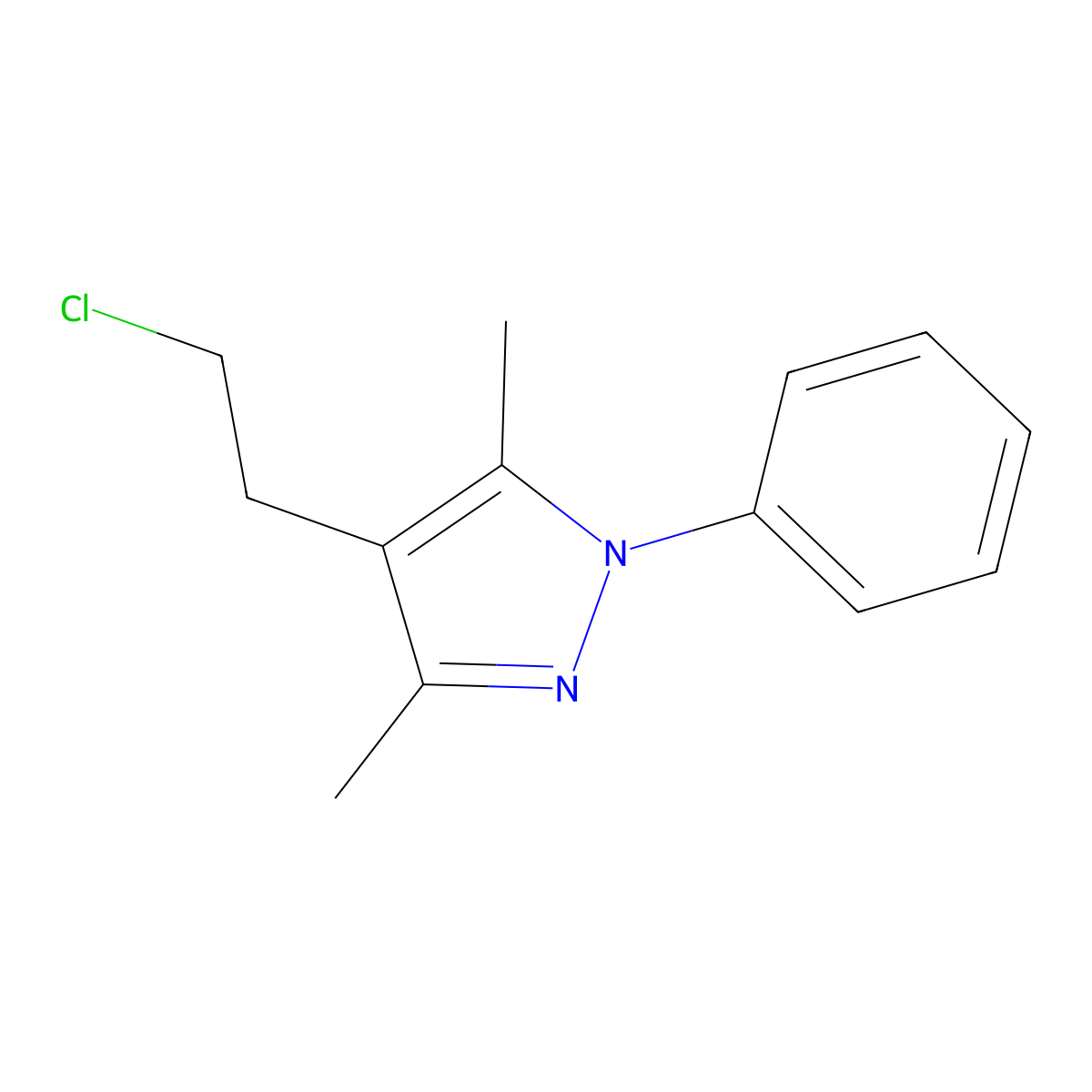 4-(2-chloroethyl)-3,5-dimethyl-1-phenyl-1H-pyrazole molecular structure, CAS 83467-39-4