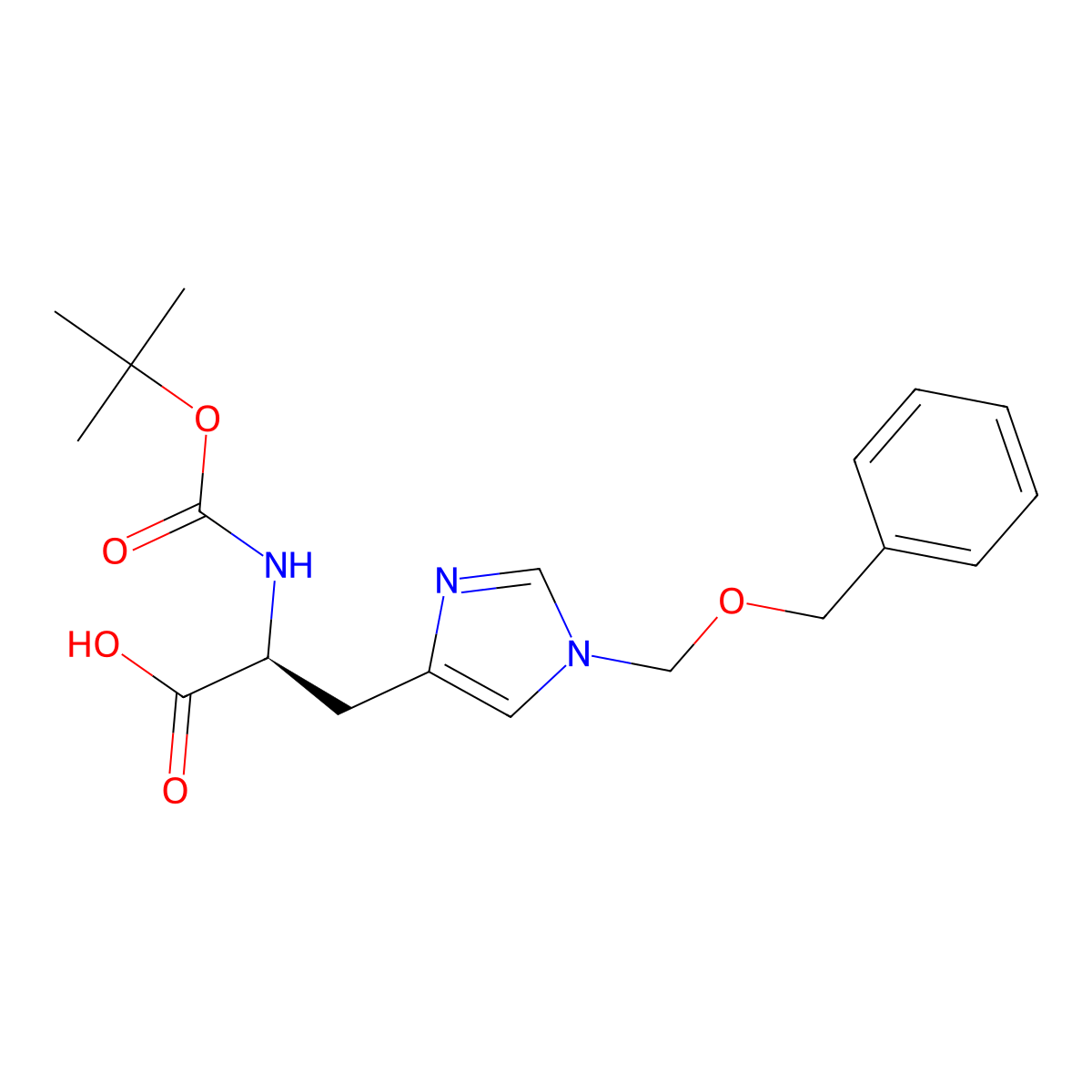 N(alpha)-tert-butyloxycarbonyl-N(pi)-benzyloxyhistidine molecular structure, CAS 83468-83-1