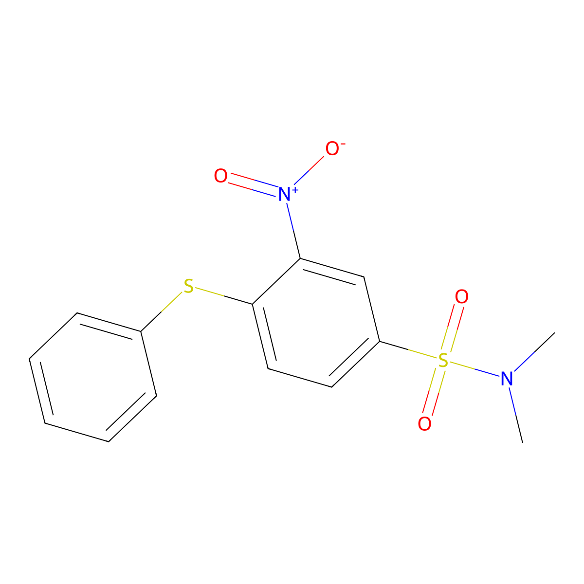 N,N-dimethyl-3-nitro-4-(phenylthio)benzenesulfonamide molecular structure, CAS 83472-52-0
