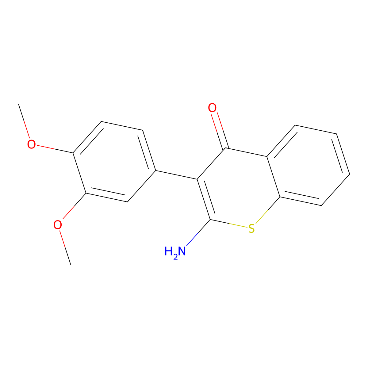 2-amino-3-(3,4-dimethoxyphenyl)-4H-thiochromen-4-one molecular structure, CAS 83485-58-9