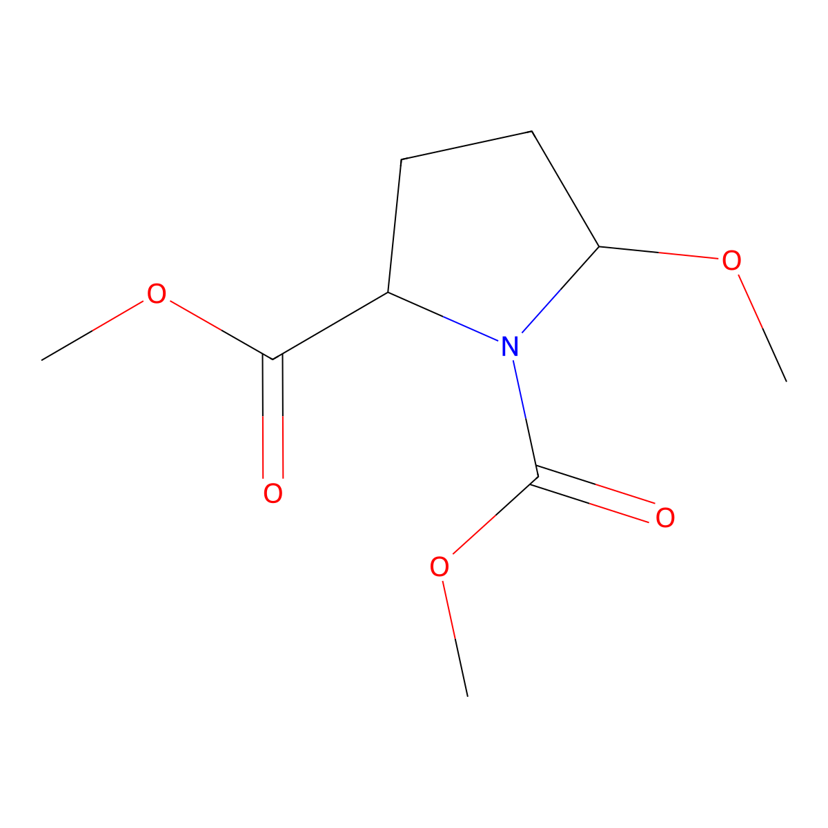Dimethyl 5-methoxypyrrolidine-1,2-dicarboxylate molecular structure, CAS 83486-98-0