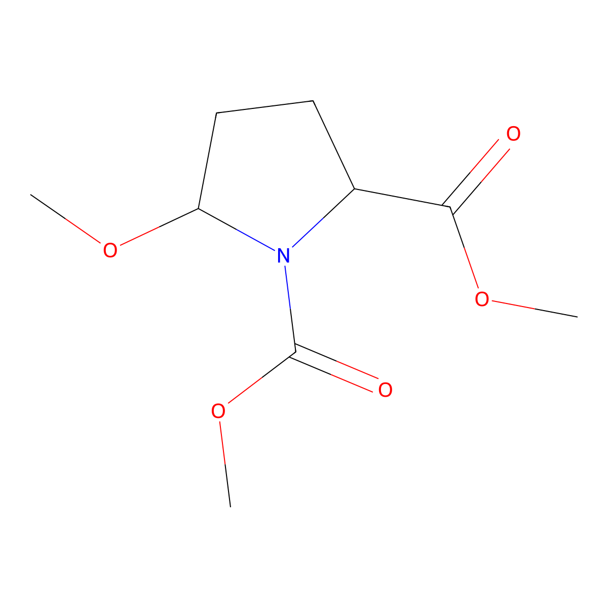 Dimethyl 5-methoxypyrrolidine-1,2-dicarboxylate molecular structure, CAS 83486-98-0