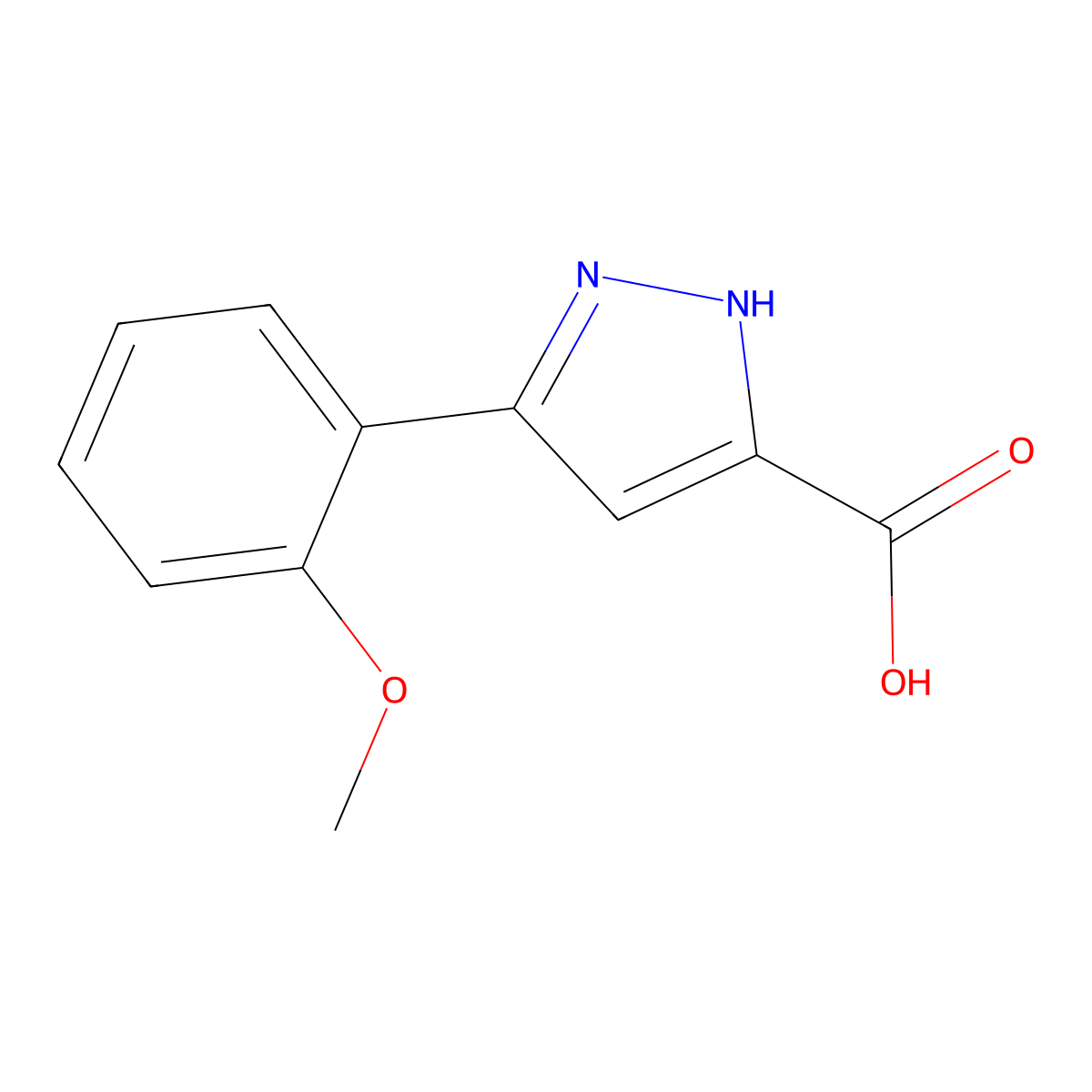 3-(2-methoxyphenyl)-1H-pyrazole-5-carboxylic acid molecular structure, CAS 834868-54-1