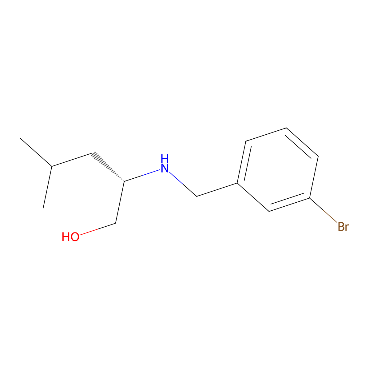 (2S)-2-{[(3-Bromophenyl)methyl]amino}-4-methylpentan-1-ol molecular structure, CAS 834883-69-1