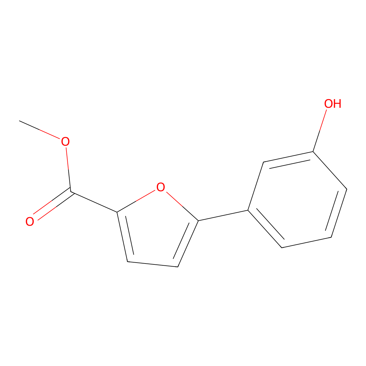 Methyl 5-(3-hydroxyphenyl)furan-2-carboxylate molecular structure, CAS 834884-73-0