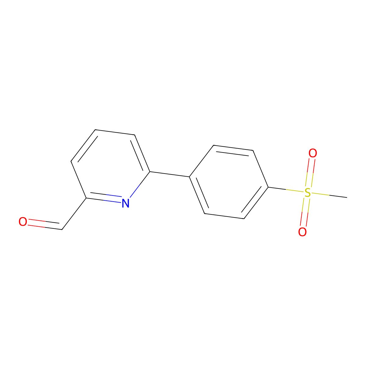 6-(4-(Methylsulfonyl)phenyl)-2-pyridinecarboxaldehyde molecular structure, CAS 834884-84-3