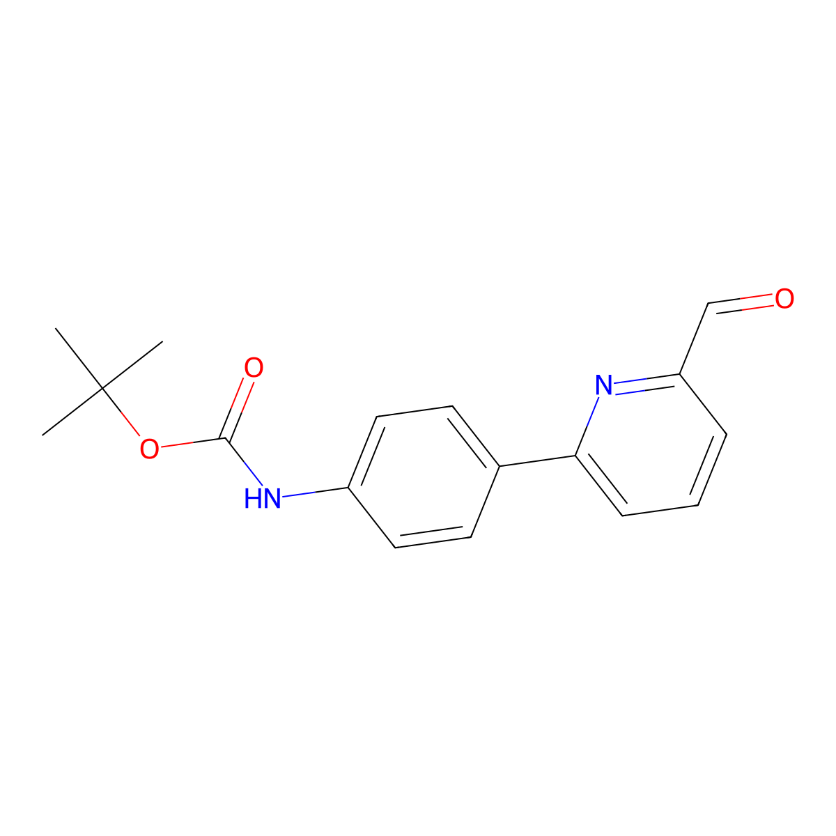 tert-butyl N-(4-(6-formylpyridin-2-yl)phenyl)carbamate molecular structure, CAS 834884-86-5