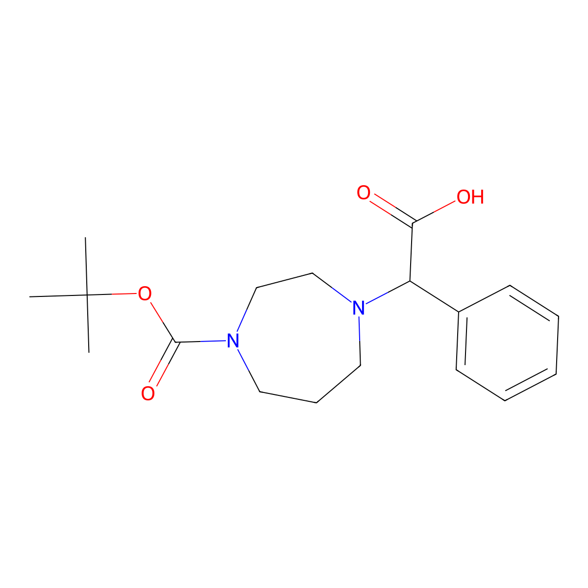 (4-(Tert-butoxycarbonyl)-1,4-diazepan-1-YL)(phenyl)acetic acid molecular structure, CAS 834884-90-1