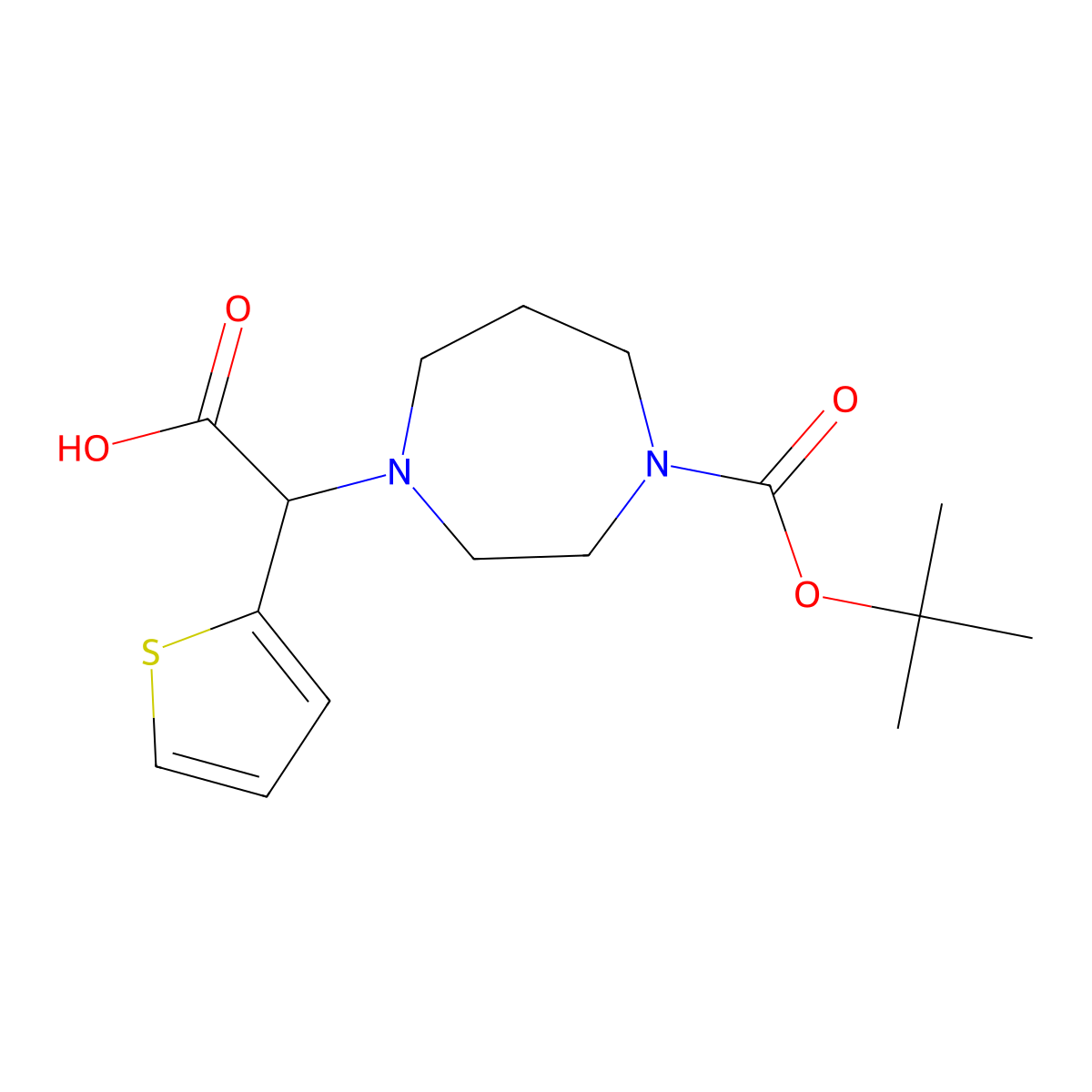 1-Boc-4-(carboxy-thiophen-2-YL-methyl)-[1,4]diazepane molecular structure, CAS 834884-95-6