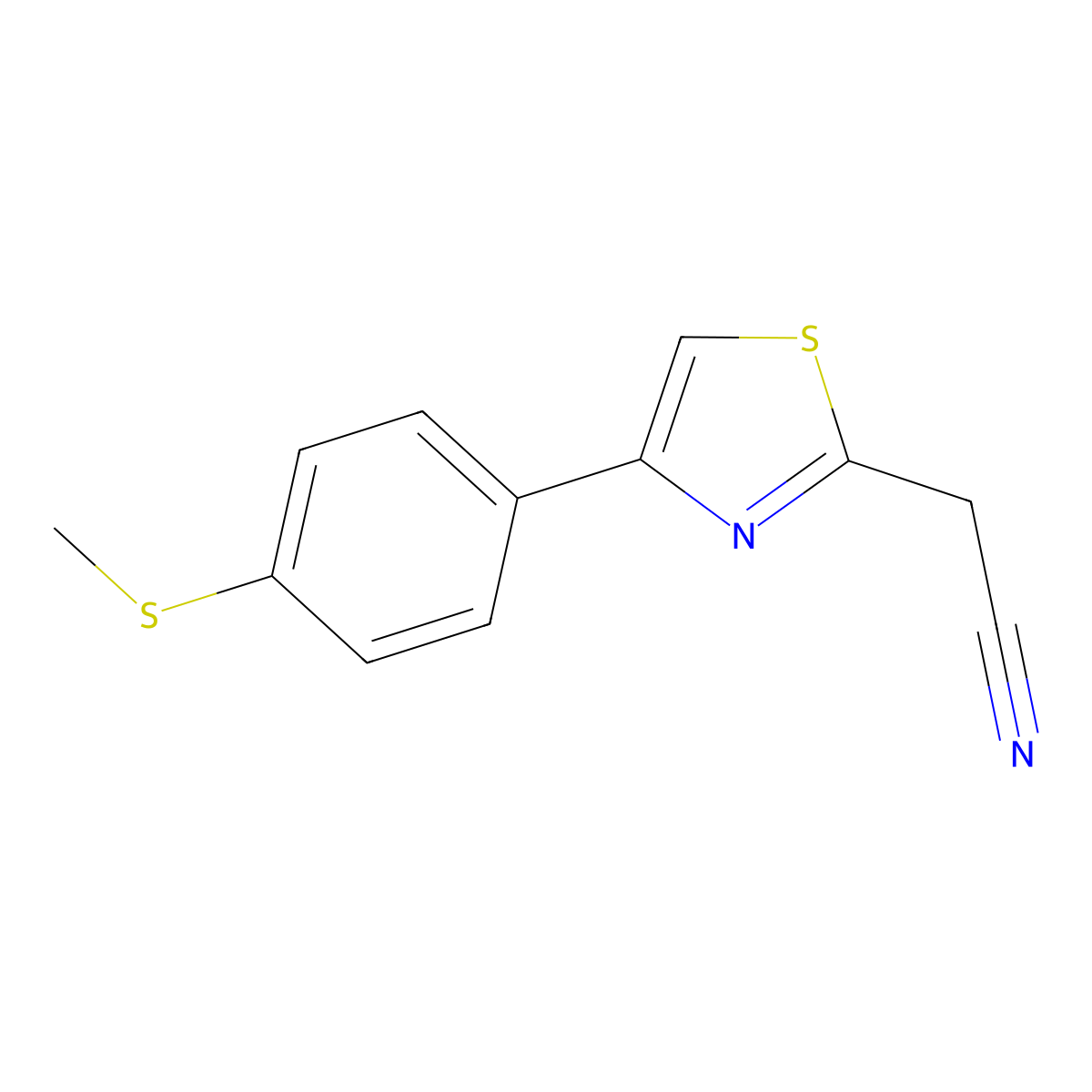 2-(4-(4-(Methylthio)phenyl)thiazol-2-yl)acetonitrile molecular structure, CAS 834885-02-8