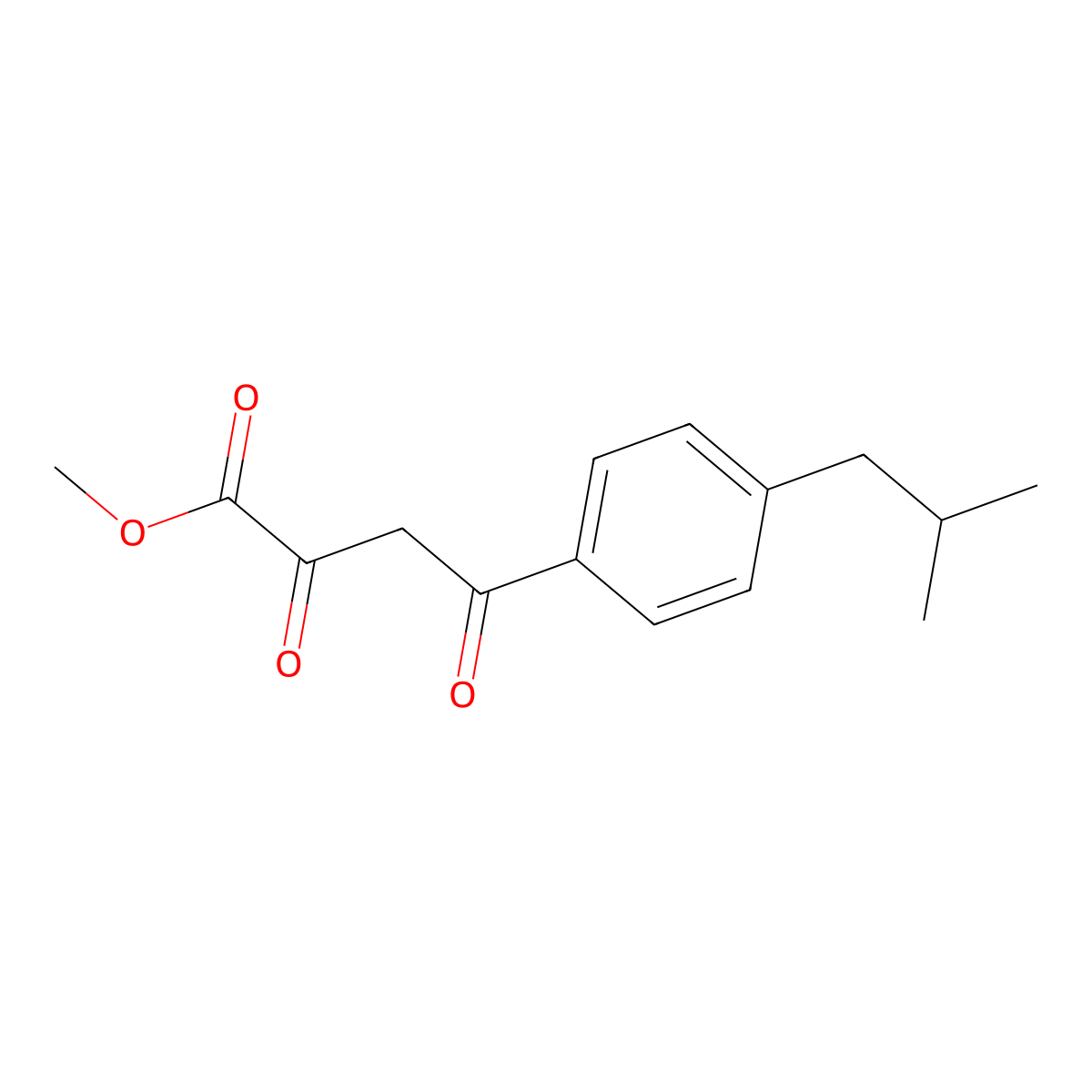 Methyl 4-(4-isobutylphenyl)-2,4-dioxobutanoate molecular structure, CAS 834885-03-9