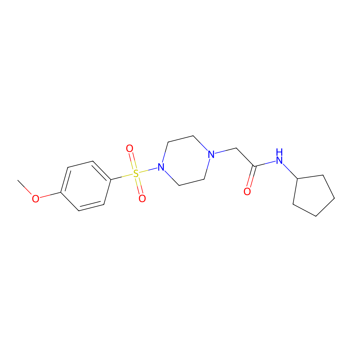 N-cyclopentyl-2-[4-(4-methoxyphenyl)sulfonylpiperazin-1-yl]acetamide molecular structure, CAS 834887-41-1