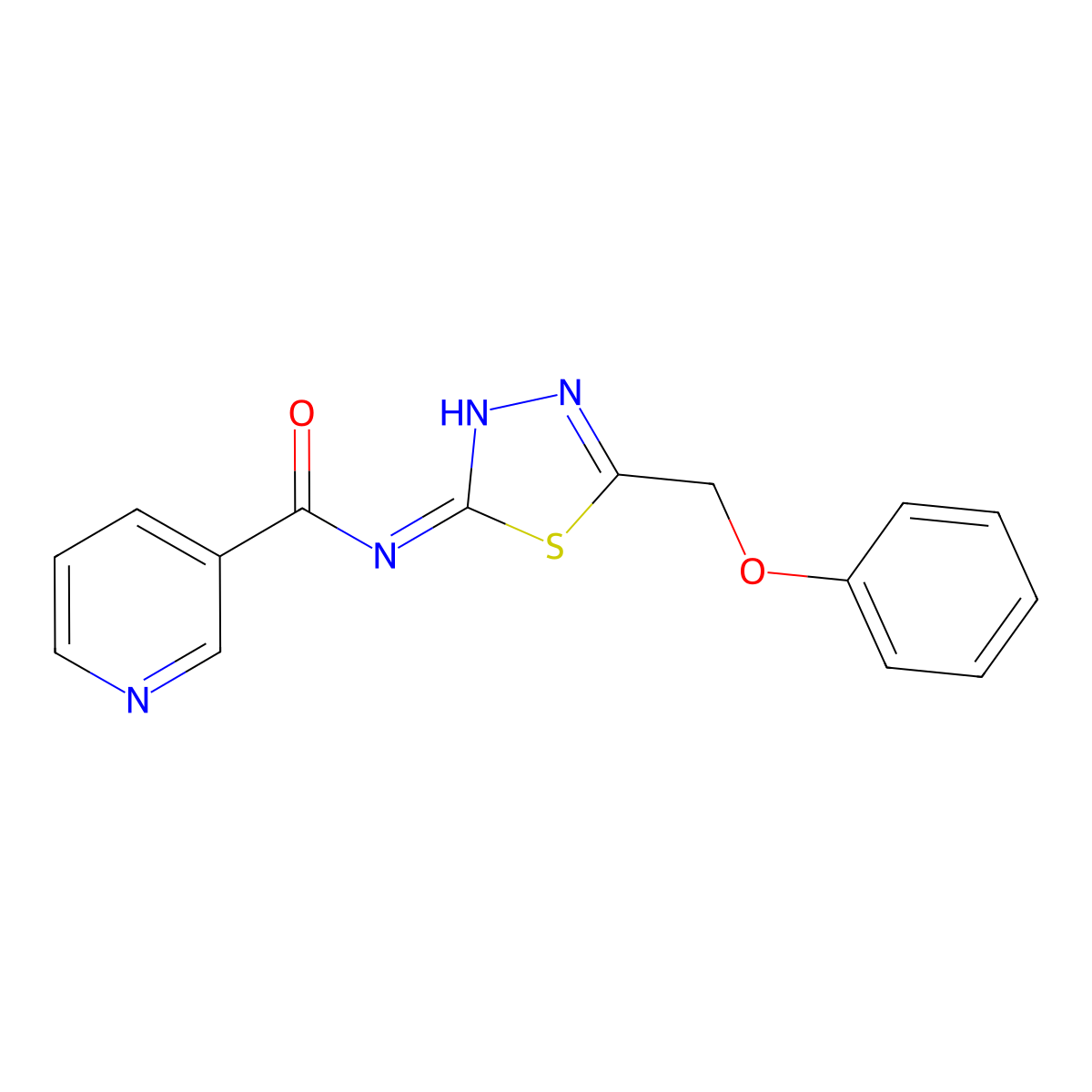 N-[5-(phenoxymethyl)-1,3,4-thiadiazol-2-yl]pyridine-3-carboxamide molecular structure, CAS 834889-96-2