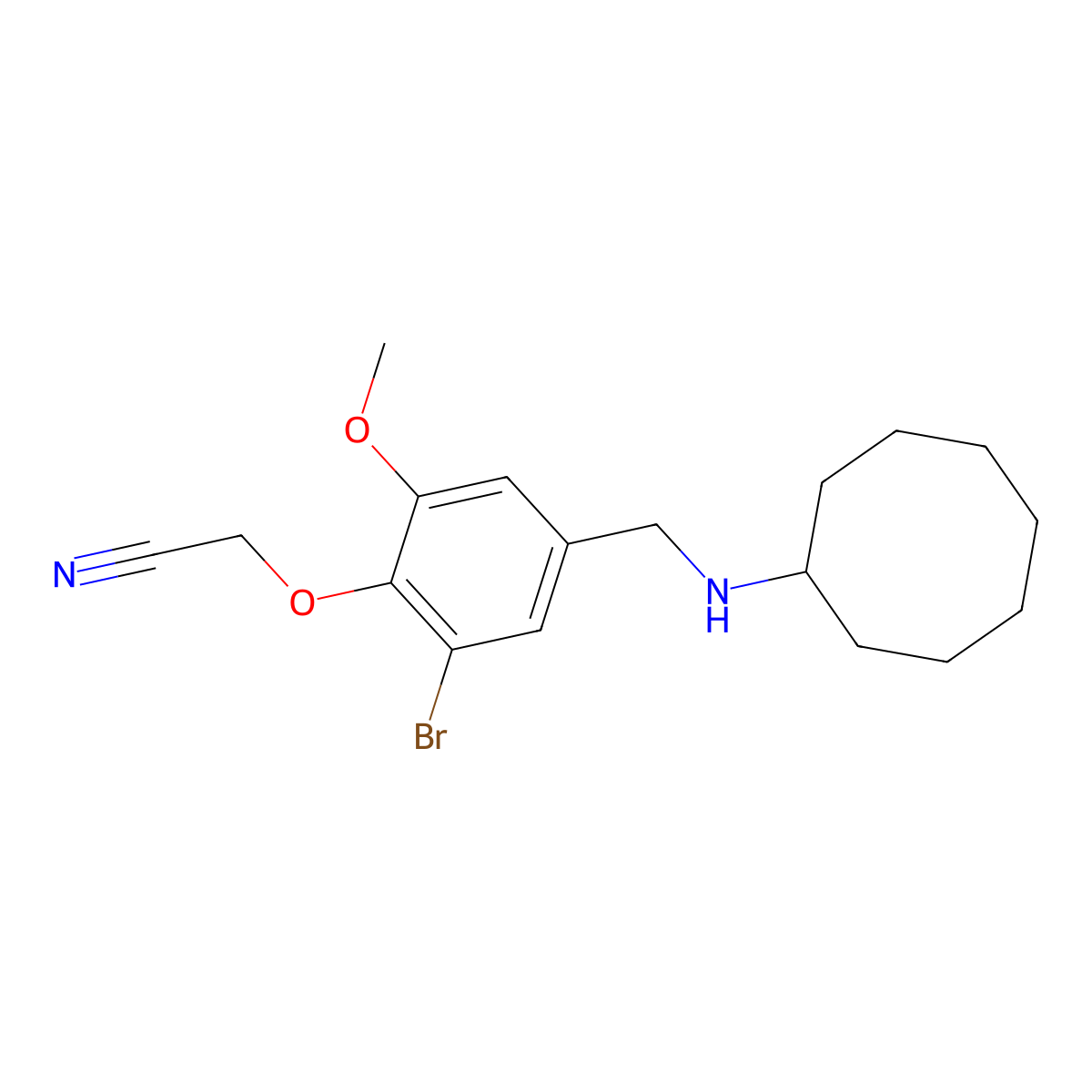 {2-Bromo-4-[(cyclooctylamino)methyl]-6-methoxyphenoxy}acetonitrile molecular structure, CAS 834896-00-3