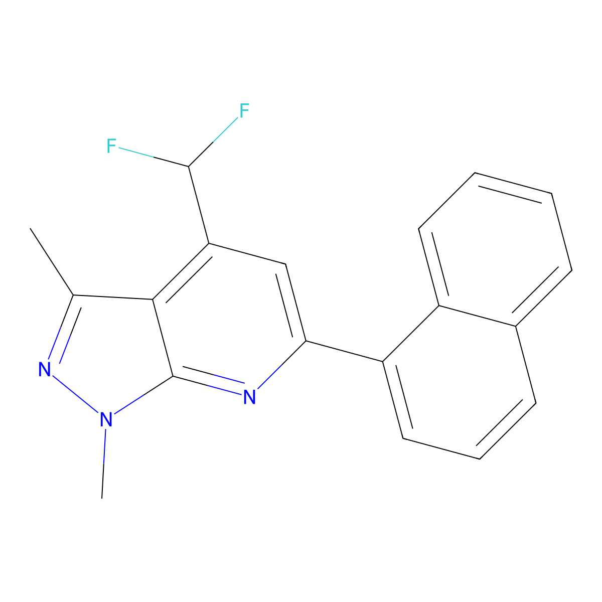 4-(Difluoromethyl)-1,3-dimethyl-6-(1-naphthyl)-1H-pyrazolo[3,4-B]pyridine molecular structure, CAS 834896-13-8
