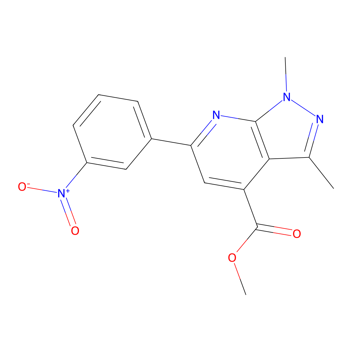 methyl 1,3-dimethyl-6-(3-nitrophenyl)-1H-pyrazolo[3,4-b]pyridine-4-carboxylate molecular structure, CAS 834897-24-4
