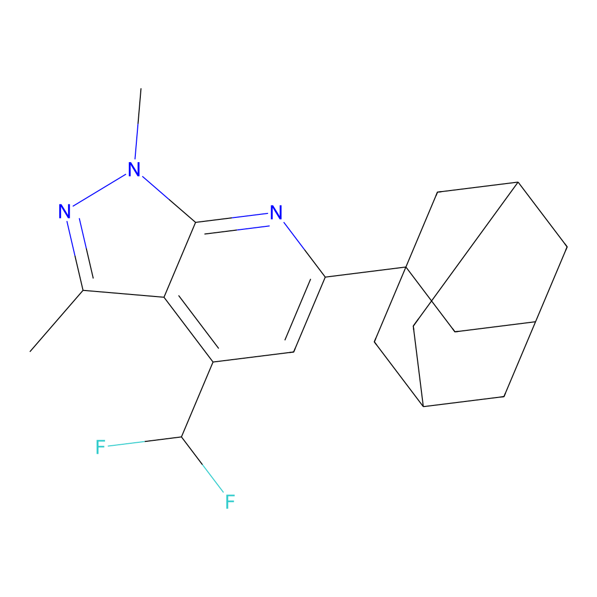 6-(1-Adamantyl)-4-(difluoromethyl)-1,3-dimethylpyrazolo[3,4-b]pyridine molecular structure, CAS 834897-34-6