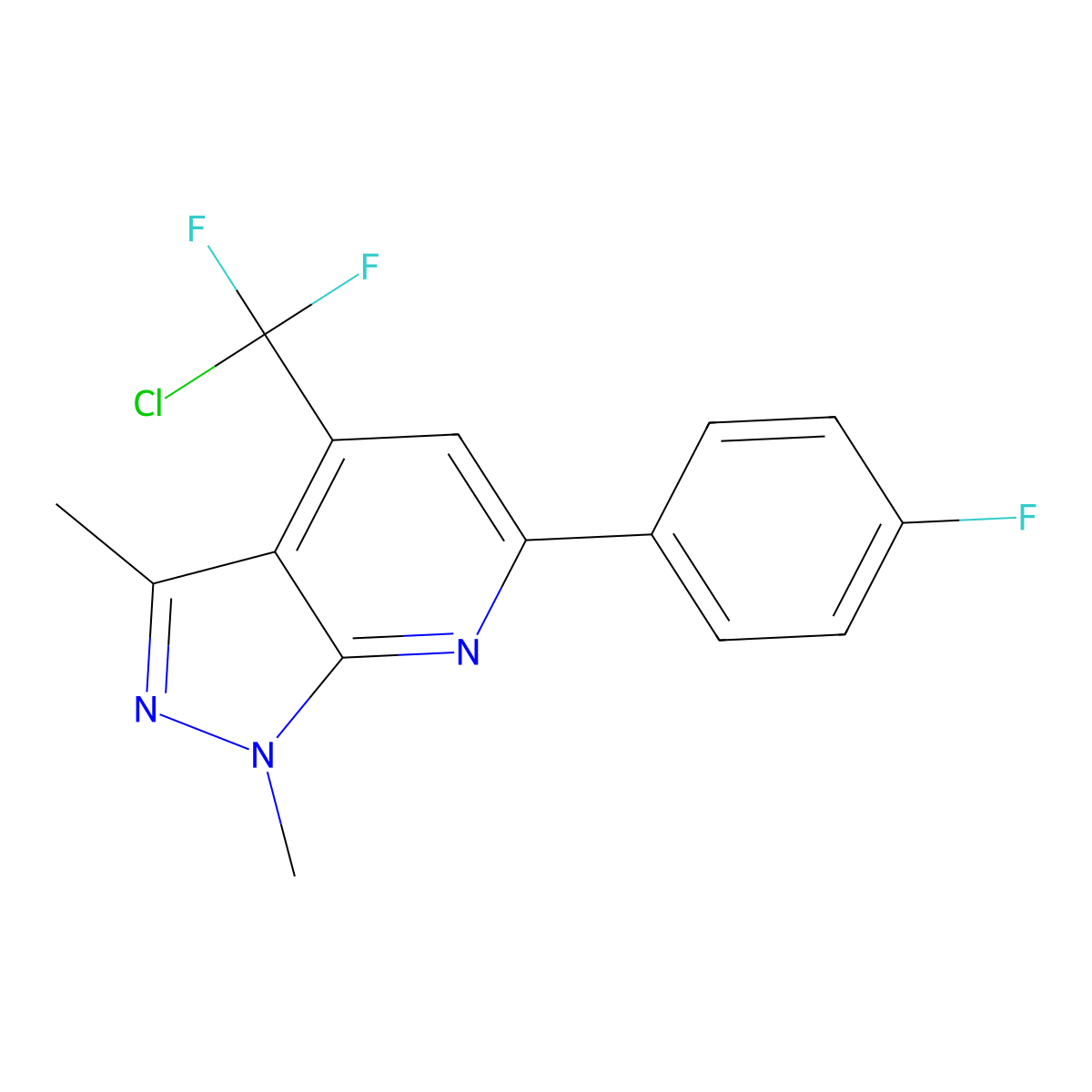 4-[chloro(difluoro)methyl]-6-(4-fluorophenyl)-1,3-dimethyl-1H-pyrazolo[3,4-b]pyridine molecular structure, CAS 834899-19-3