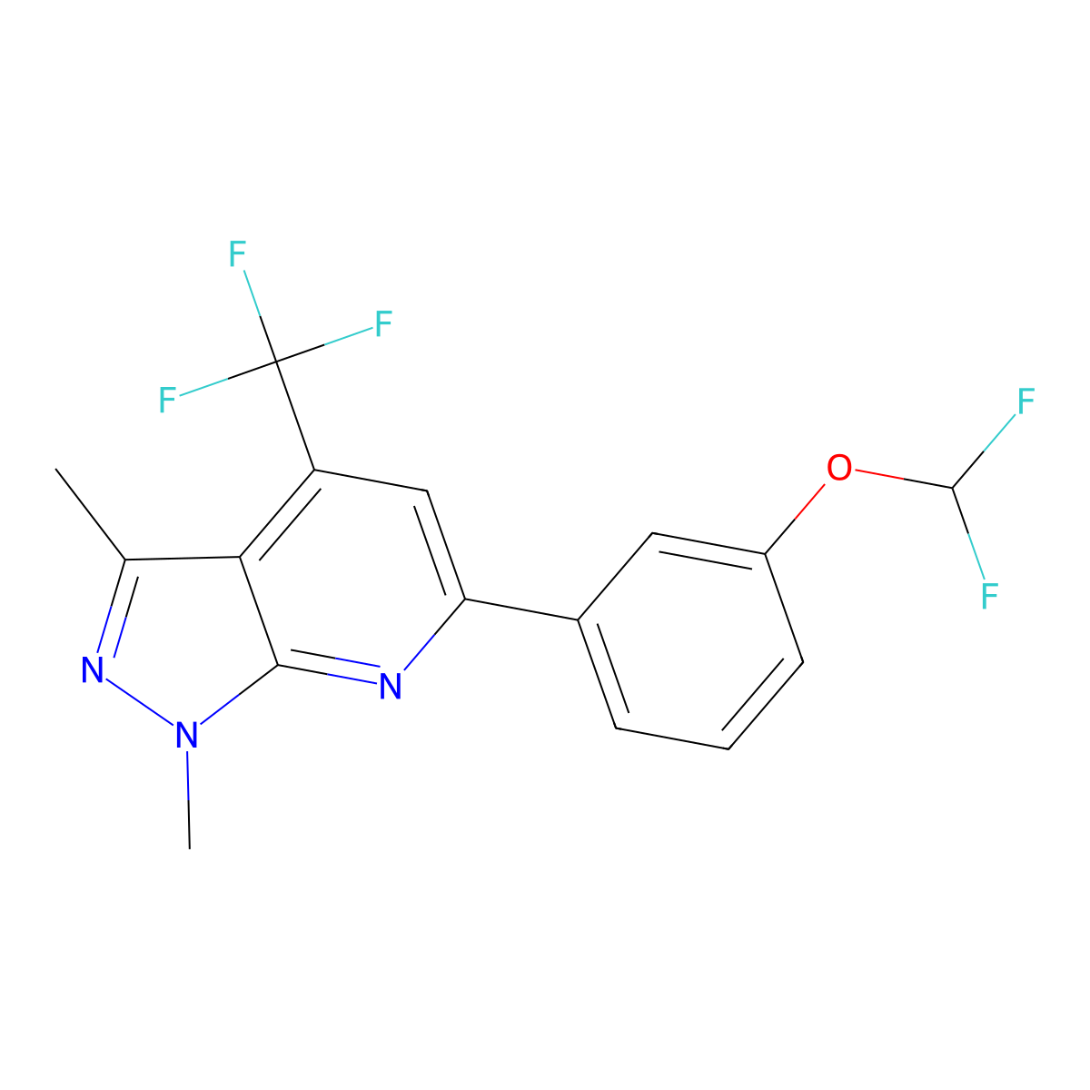6-[3-(difluoromethoxy)phenyl]-1,3-dimethyl-4-(trifluoromethyl)-1H-pyrazolo[3,4-b]pyridine molecular structure, CAS 834899-42-2