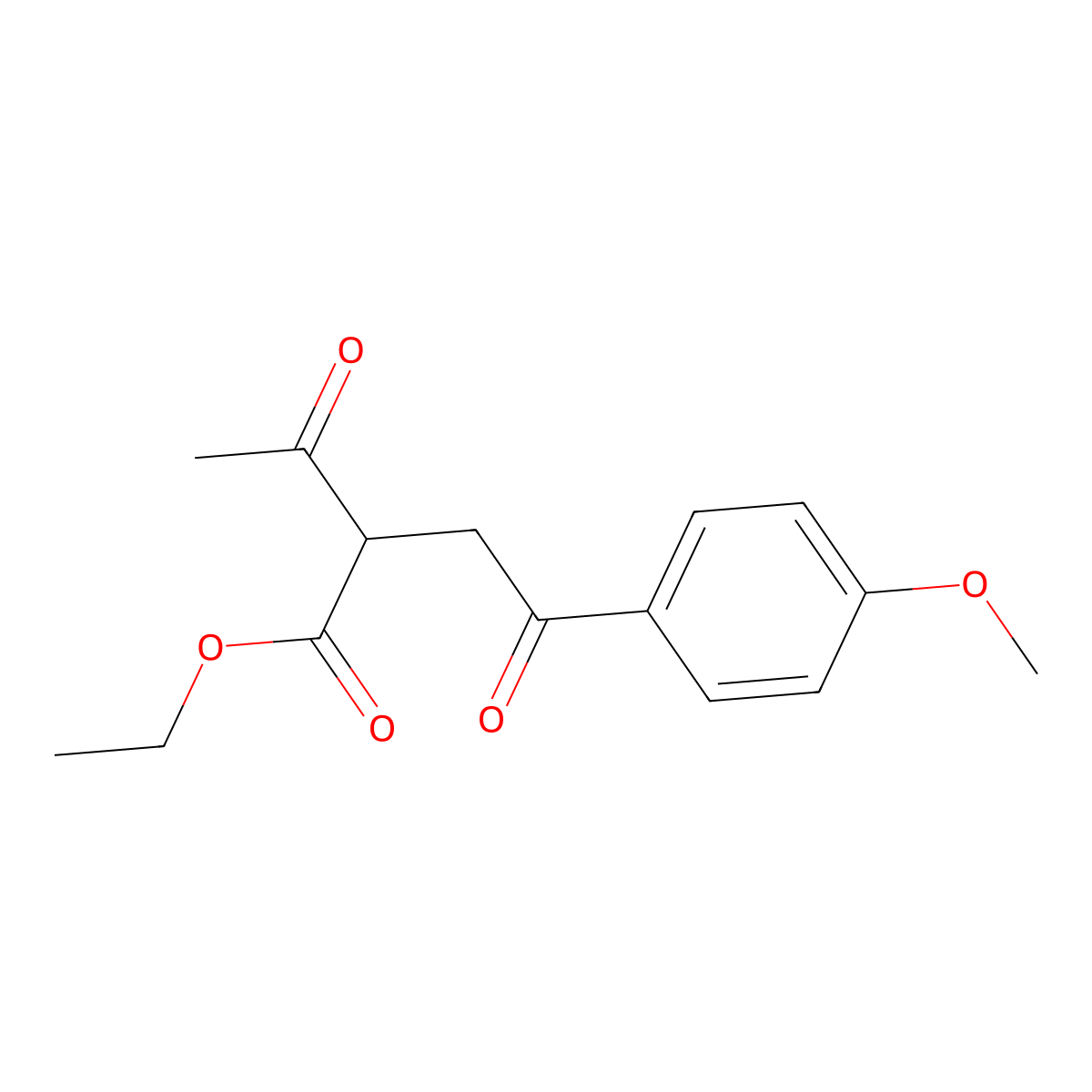 Ethyl 2-acetyl-4-(4-methoxyphenyl)-4-oxobutanoate molecular structure, CAS 83490-93-1