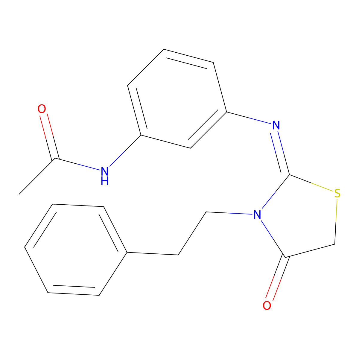 N-(3-{[(2Z)-4-oxo-3-(2-phenylethyl)-1,3-thiazolidin-2-ylidene]amino}phenyl)acetamide molecular structure, CAS 834901-12-1