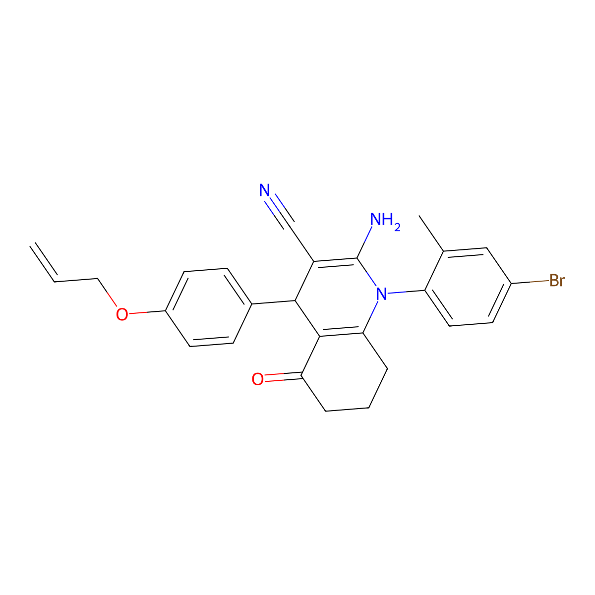 4-[4-(Allyloxy)phenyl]-2-amino-1-(4-bromo-2-methylphenyl)-5-oxo-1,4,5,6,7,8-hexahydro-3-quinolinecarbonitrile molecular structure, CAS 834907-46-9