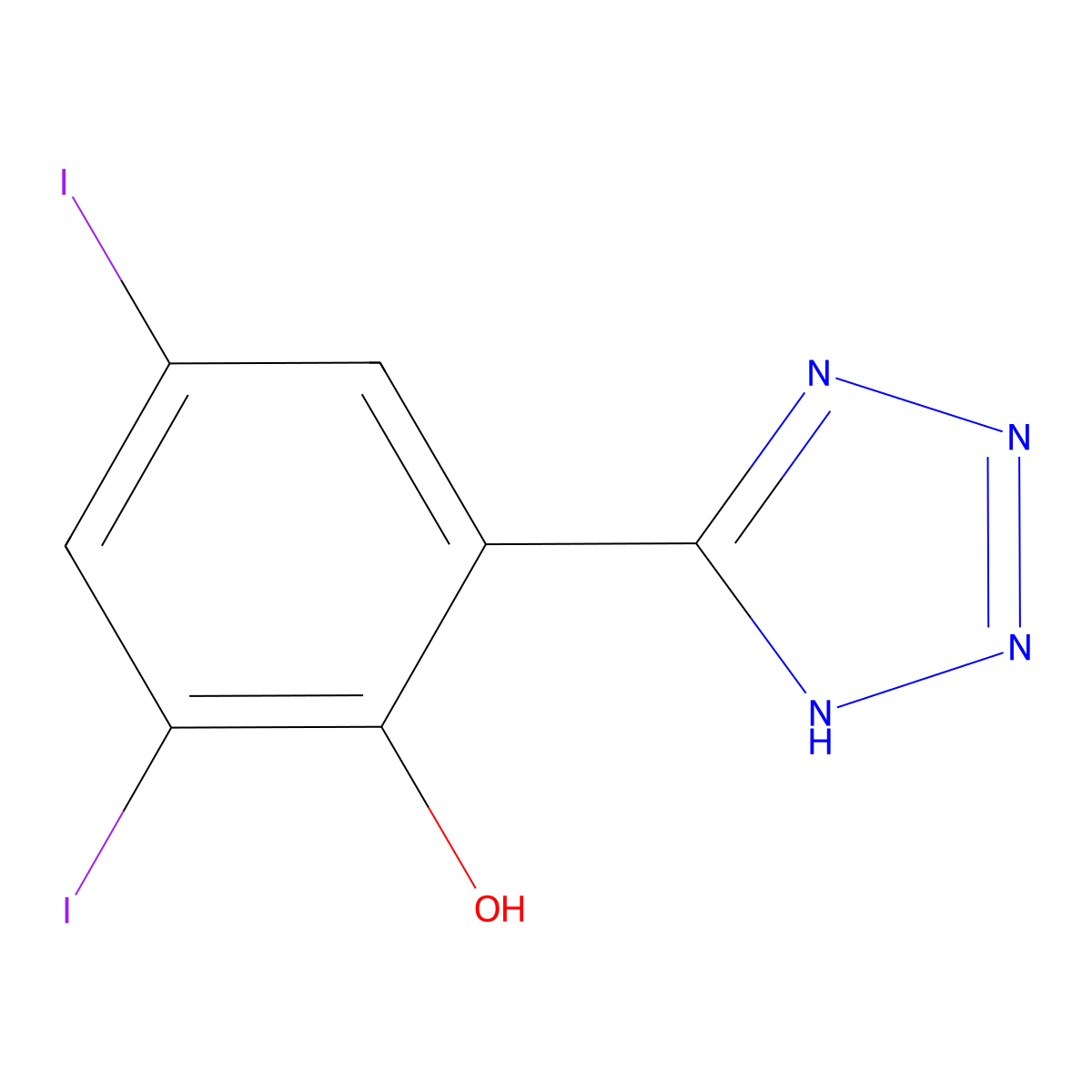 2-(1H-1,2,3,4-tetraazol-5-yl)-4,6-diiodophenol molecular structure, CAS 834907-60-7
