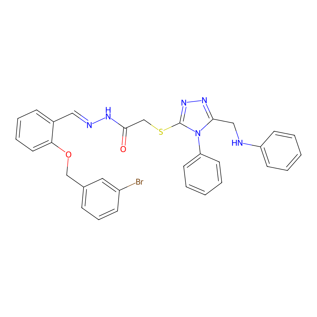 N'-{2-[(3-bromobenzyl)oxy]benzylidene}-2-({4-phenyl-5-[(phenylamino)methyl]-4H-1,2,4-triazol-3-yl}sulfanyl)acetohydrazide molecular structure, CAS 834908-04-2