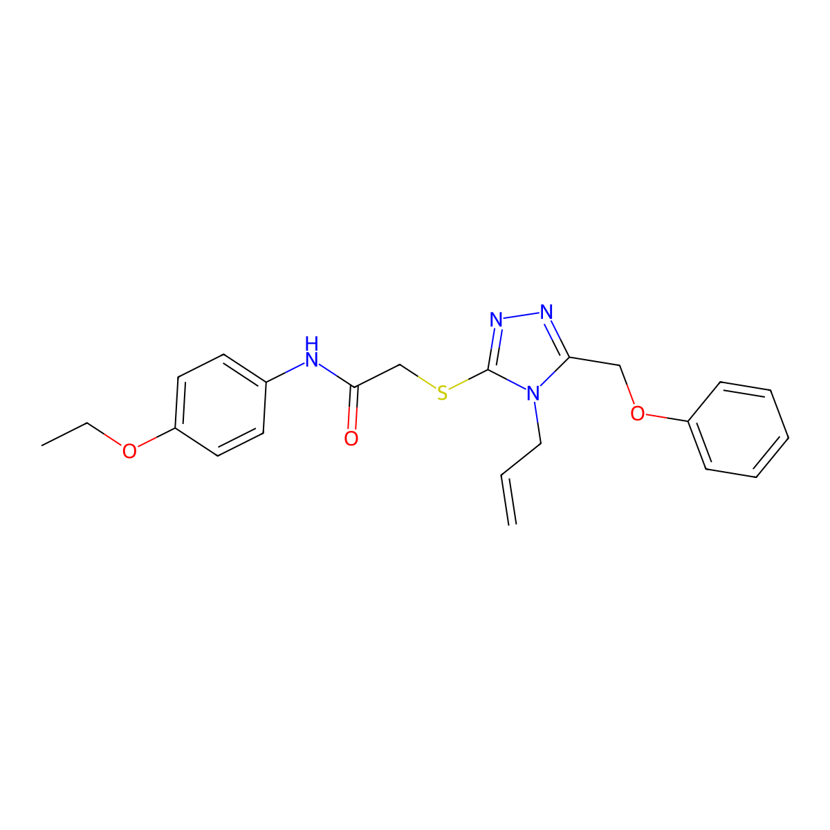 N-(4-ethoxyphenyl)-2-{[5-(phenoxymethyl)-4-(prop-2-en-1-yl)-4H-1,2,4-triazol-3-yl]sulfanyl}acetamide molecular structure, CAS 834908-79-1