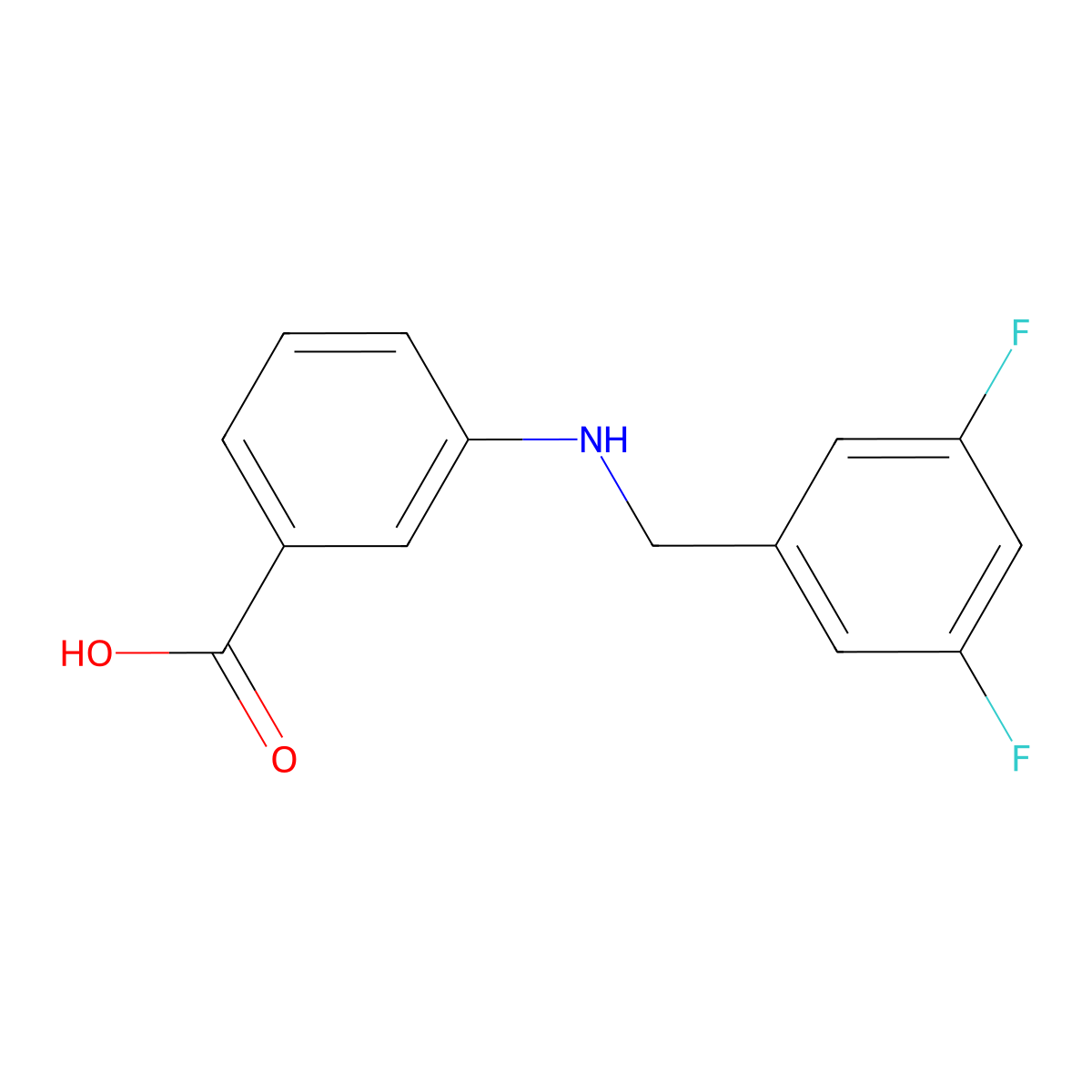 3-{[(3,5-Difluorophenyl)methyl]amino}benzoic acid molecular structure, CAS 834911-72-7