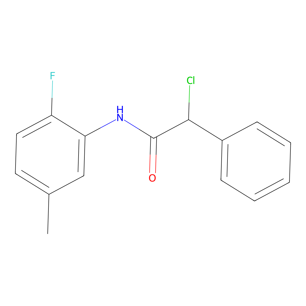 2-chloro-N-(2-fluoro-5-methylphenyl)-2-phenylacetamide molecular structure, CAS 834913-03-0